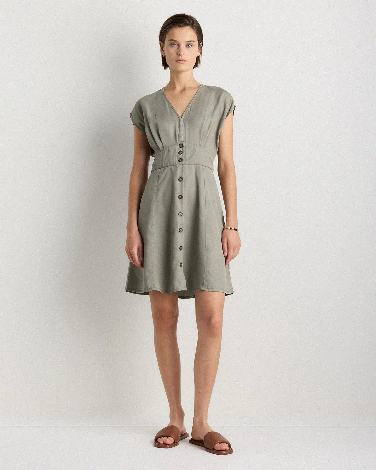 Vintage Wash Tencel Button Front Dress