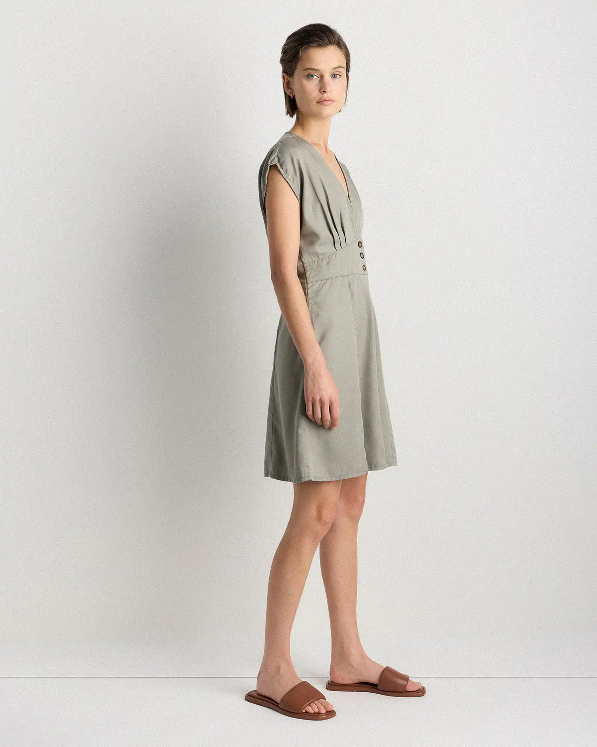 Vintage Wash Tencel Button Front Dress