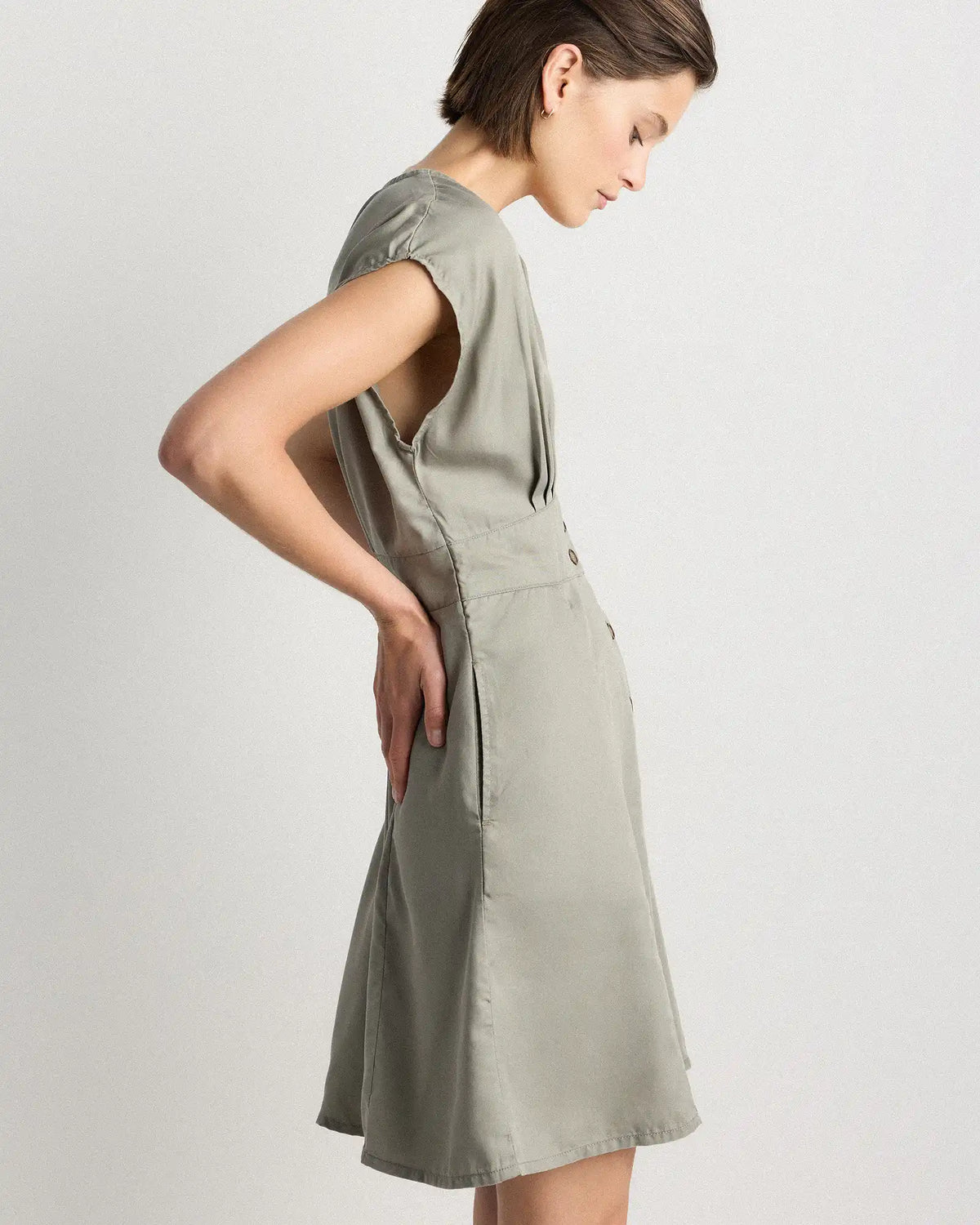 Vintage Wash Tencel Button Front Dress