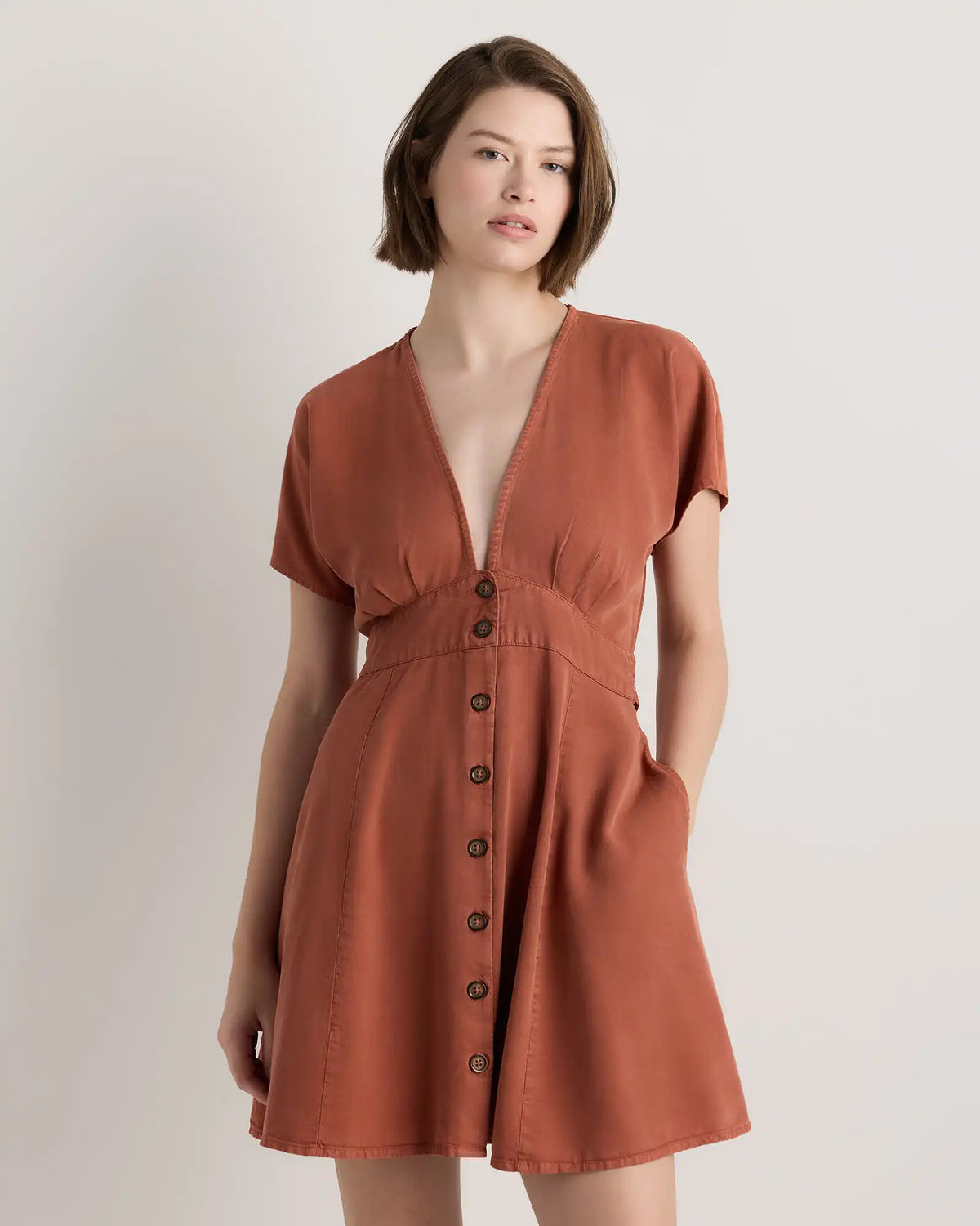 Vintage Wash Tencel Button Front Dress