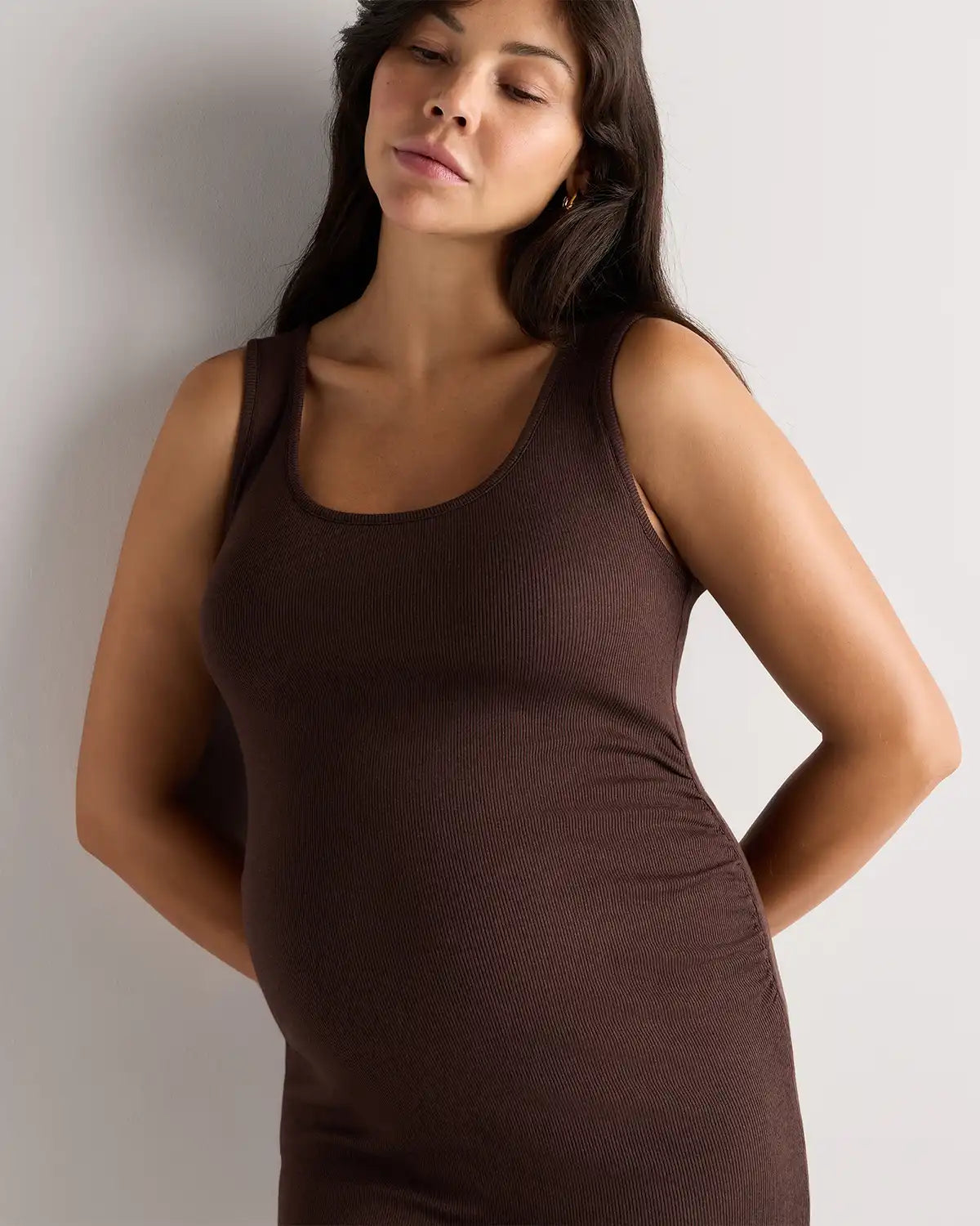 Bamboo Rib Maternity Sleeveless Mini Dress