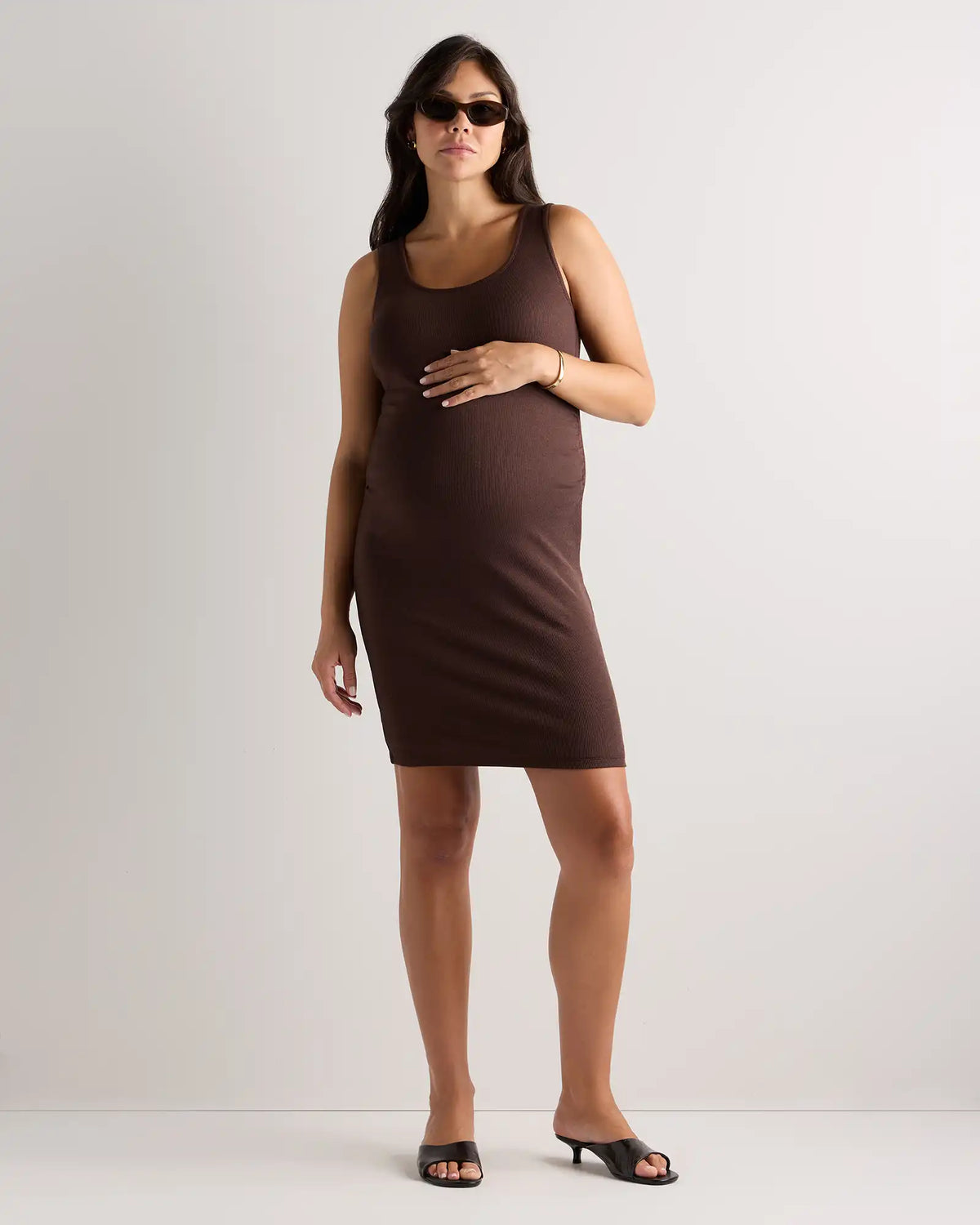 Bamboo Rib Maternity Sleeveless Mini Dress