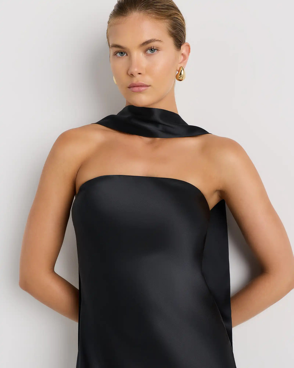 100% Washable Silk Strapless Scarf Maxi Dress