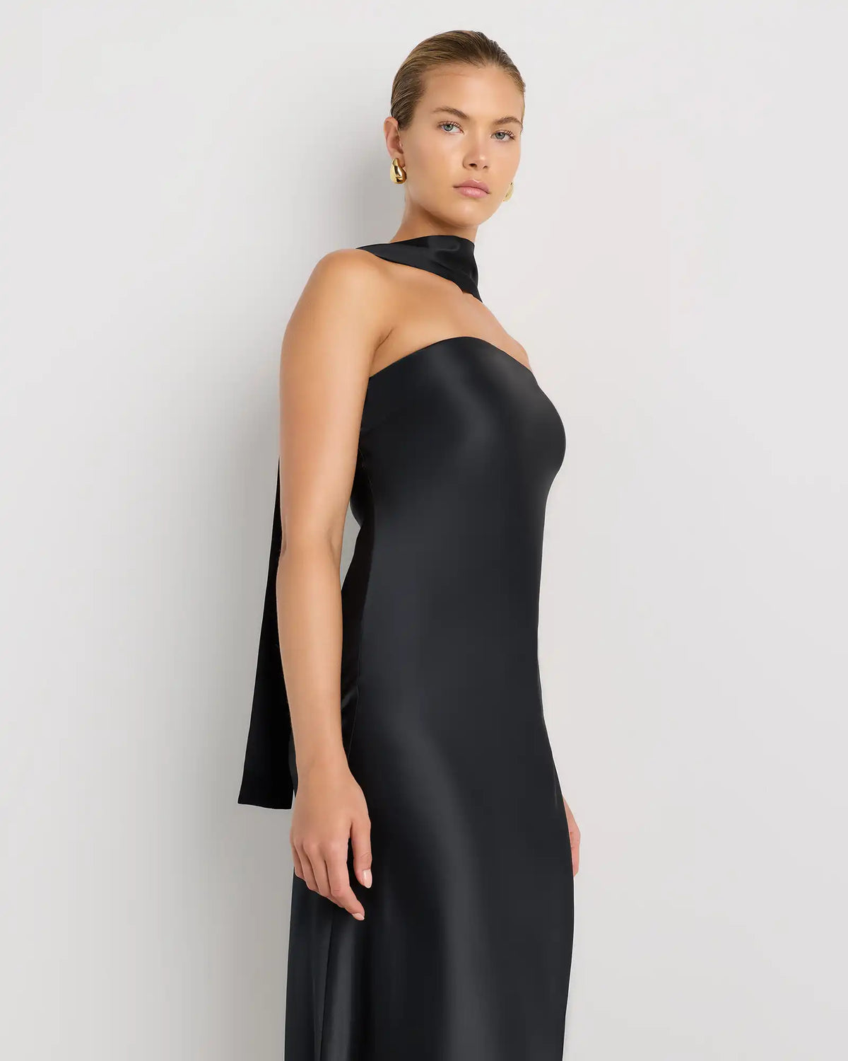 100% Washable Silk Strapless Scarf Maxi Dress