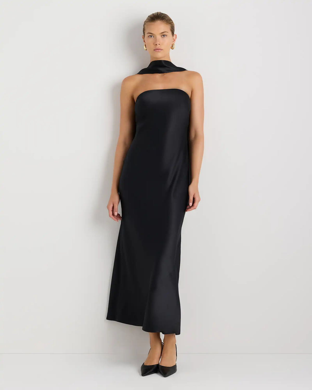 100% Washable Silk Strapless Scarf Maxi Dress