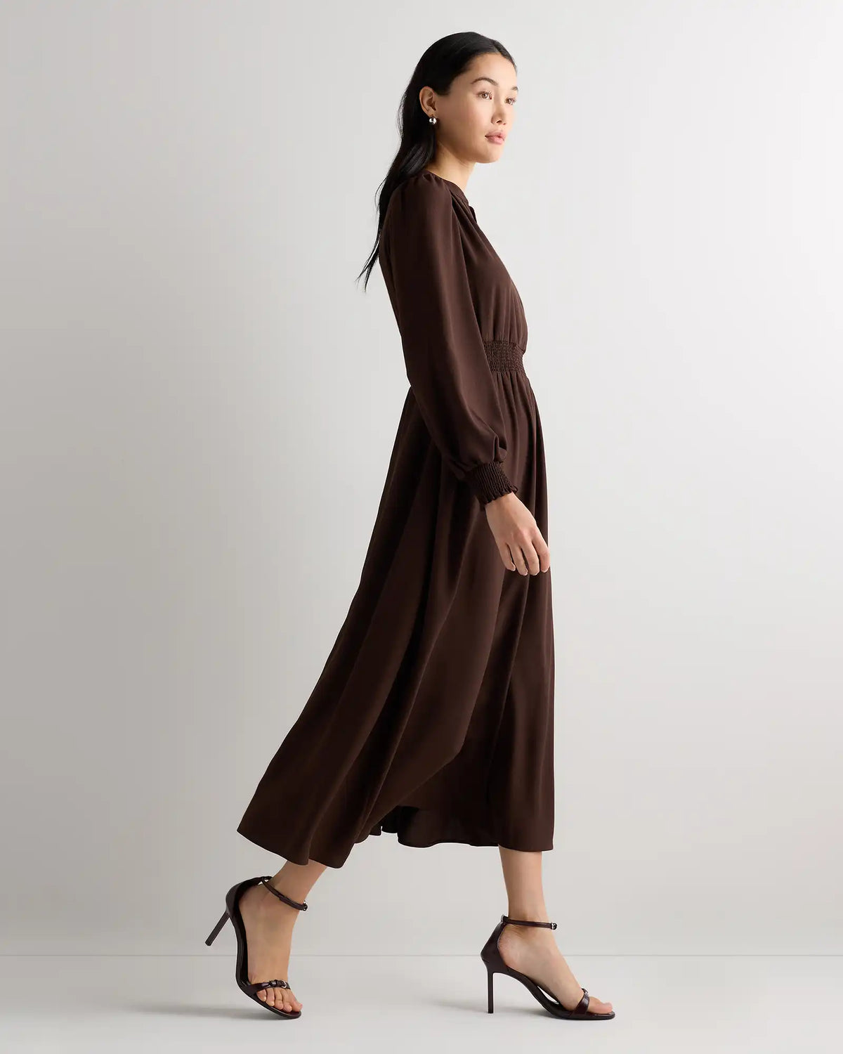 Matte Crepe Long Sleeve Midi Dress