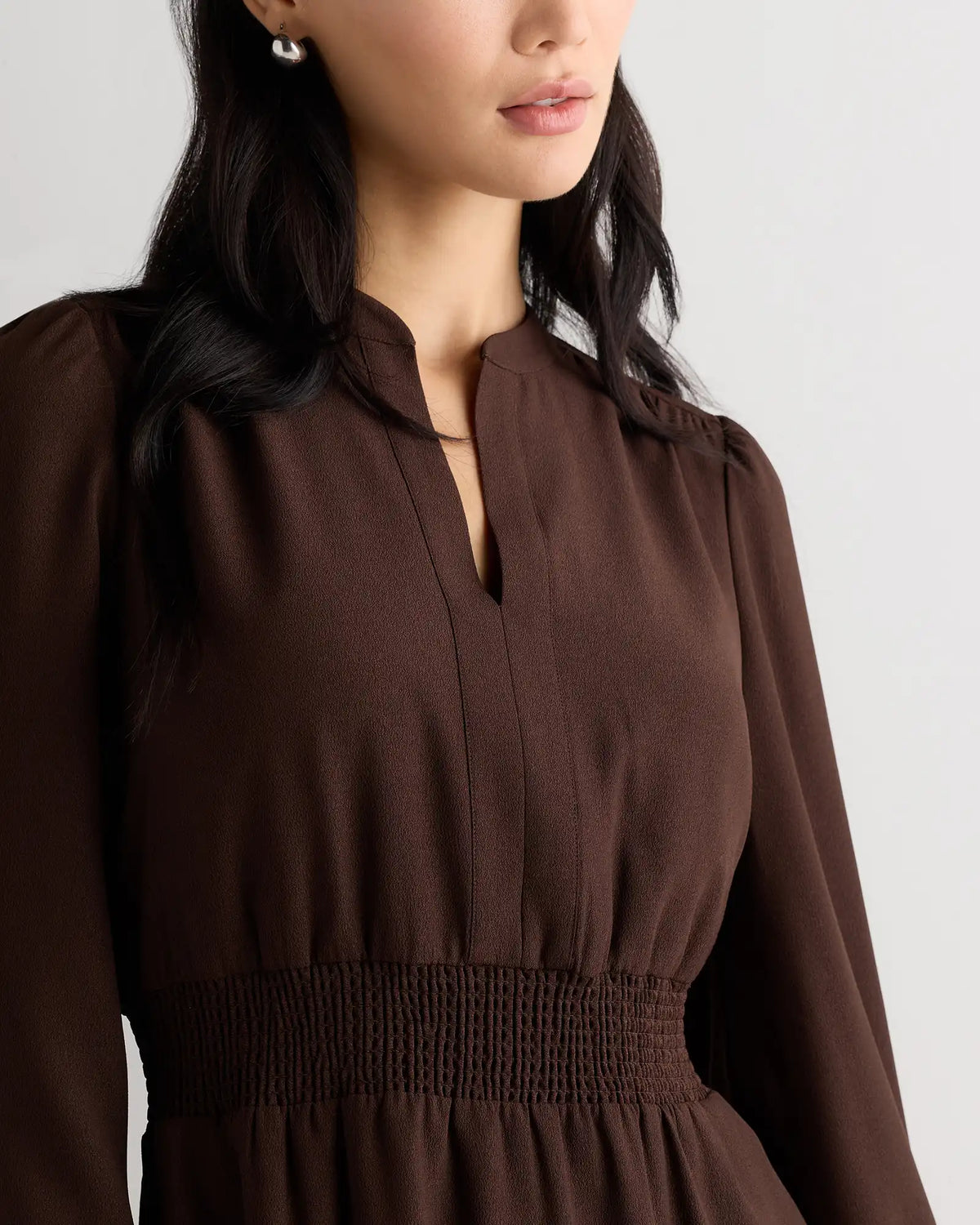 Matte Crepe Long Sleeve Midi Dress
