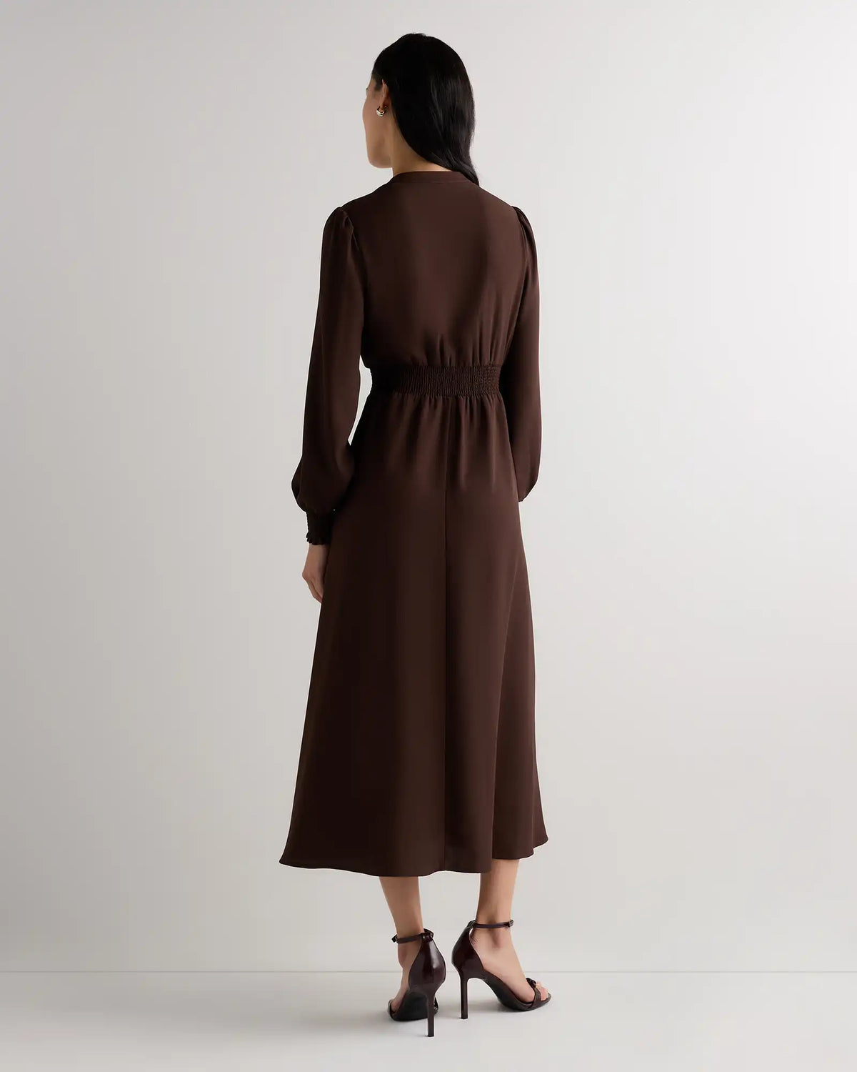 Matte Crepe Long Sleeve Midi Dress