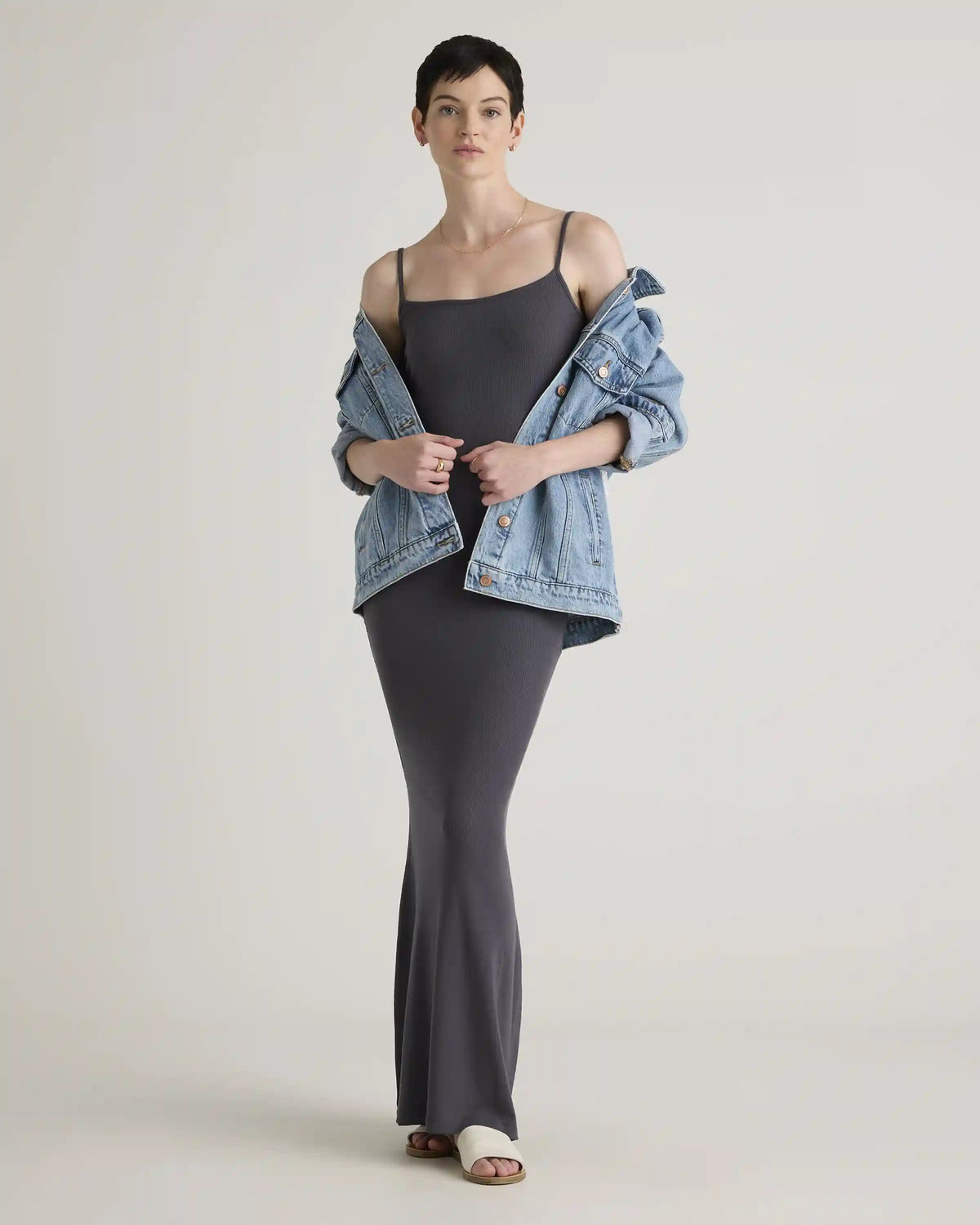 Tencel Rib Knit Maxi Slip Dress