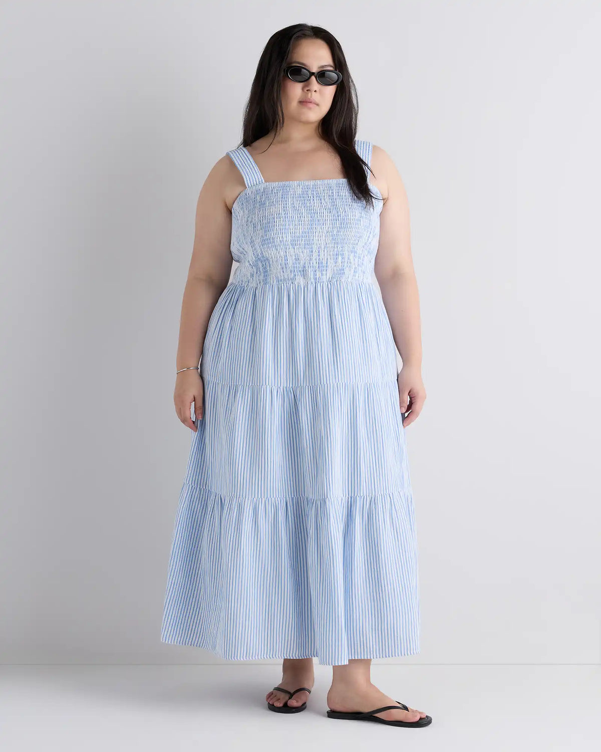 100% Organic Cotton Gauze Smocked Sleeveless Maxi Dress