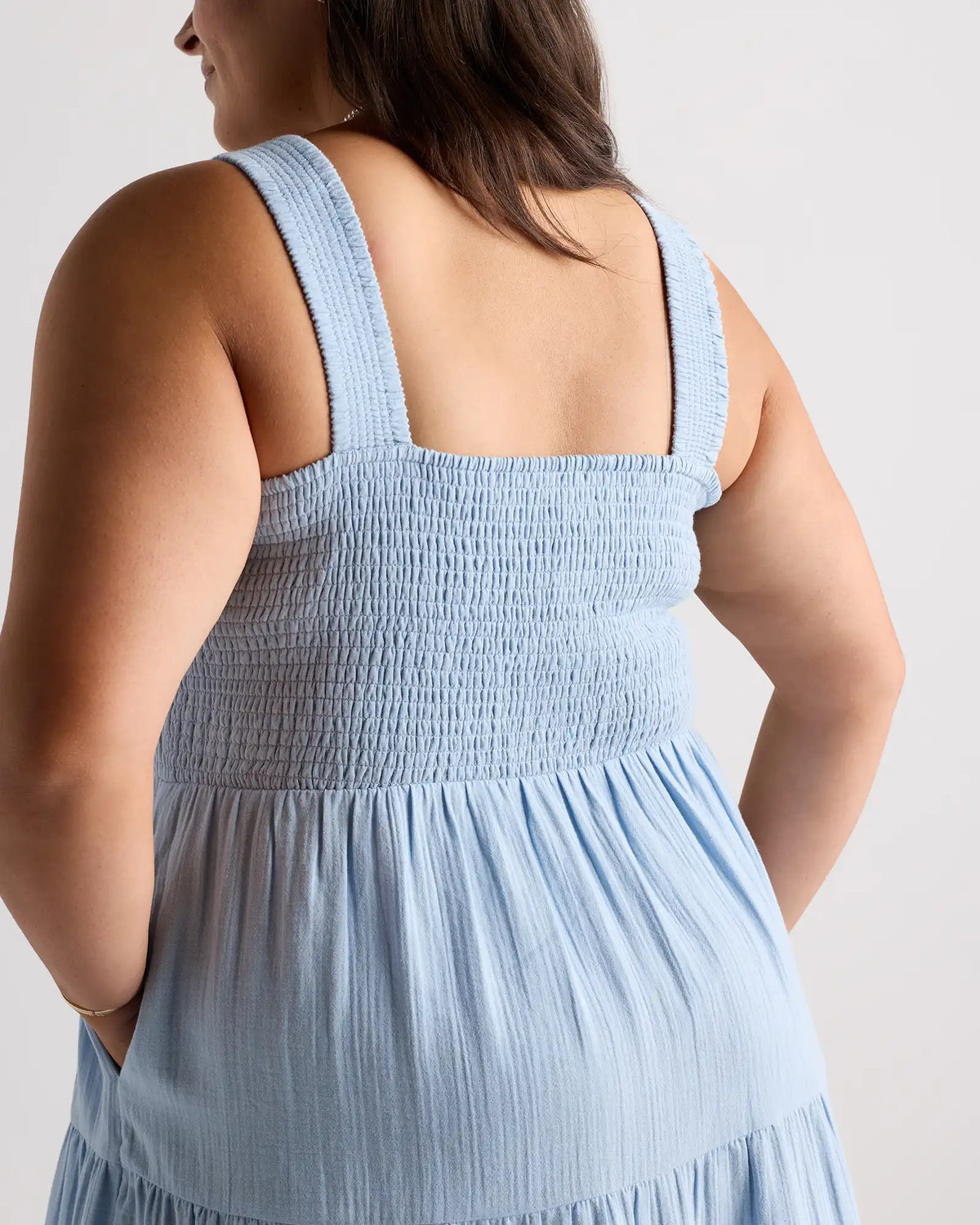 100% Organic Cotton Gauze Smocked Sleeveless Maxi Dress