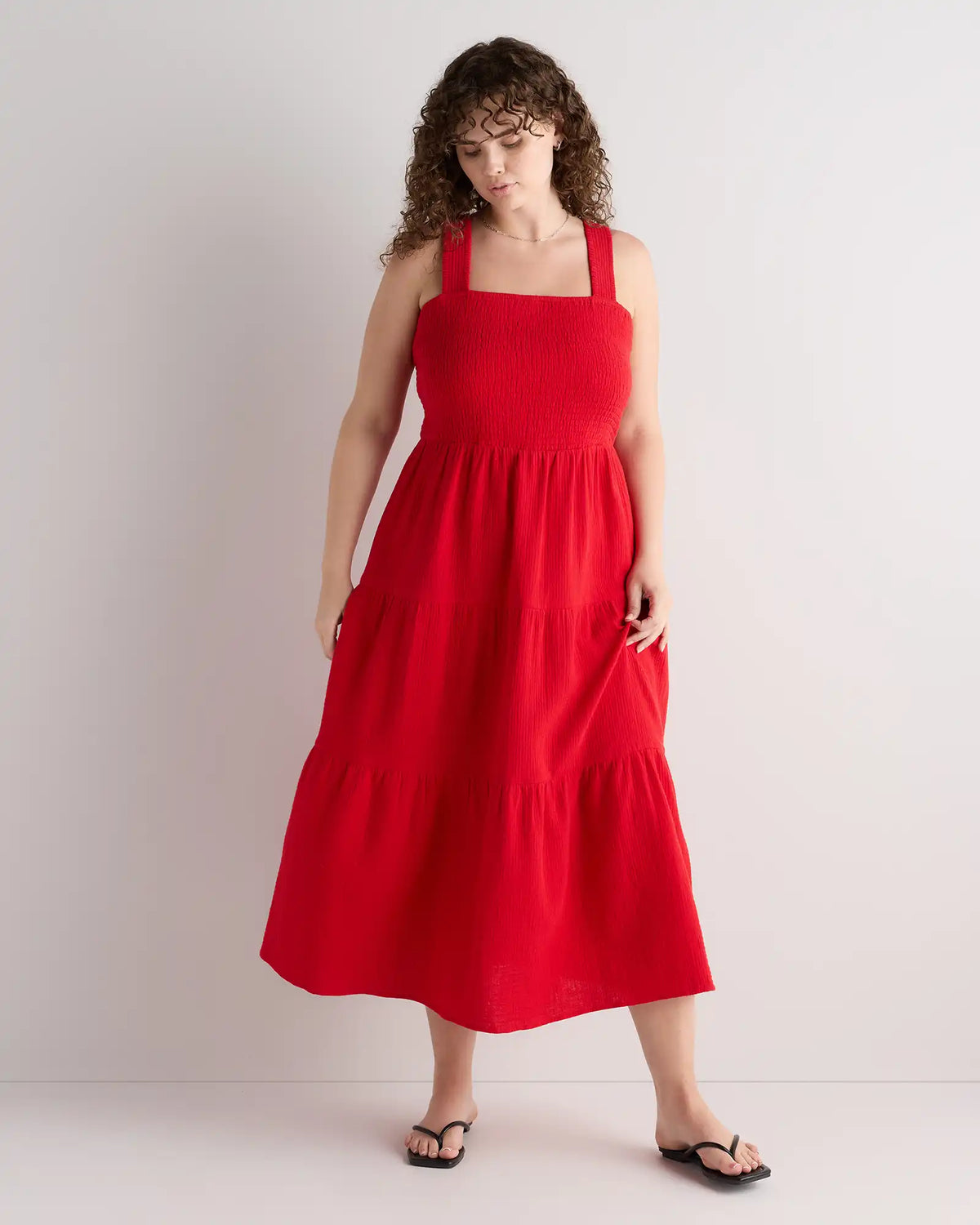 100% Organic Cotton Gauze Smocked Sleeveless Maxi Dress