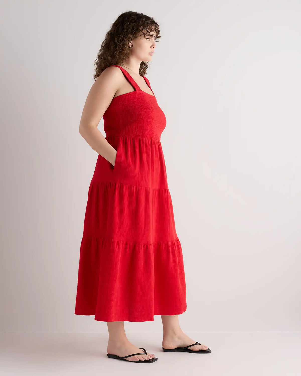 100% Organic Cotton Gauze Smocked Sleeveless Maxi Dress
