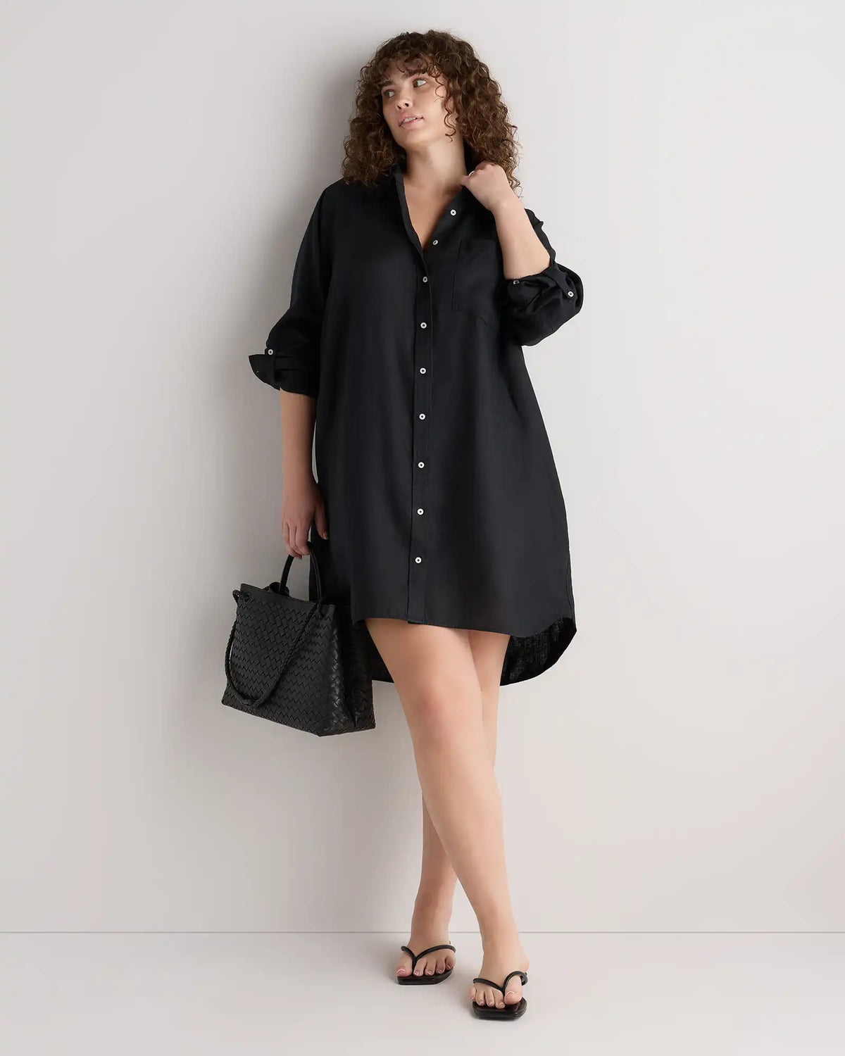 100% European Linen Shirt Dress