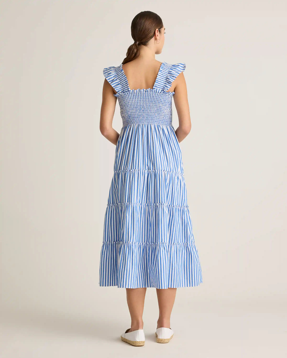 100% Organic Cotton Poplin Smocked Midi Dress