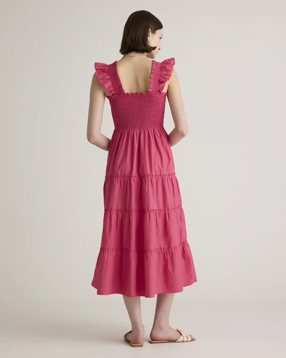100% Organic Cotton Poplin Smocked Midi Dress