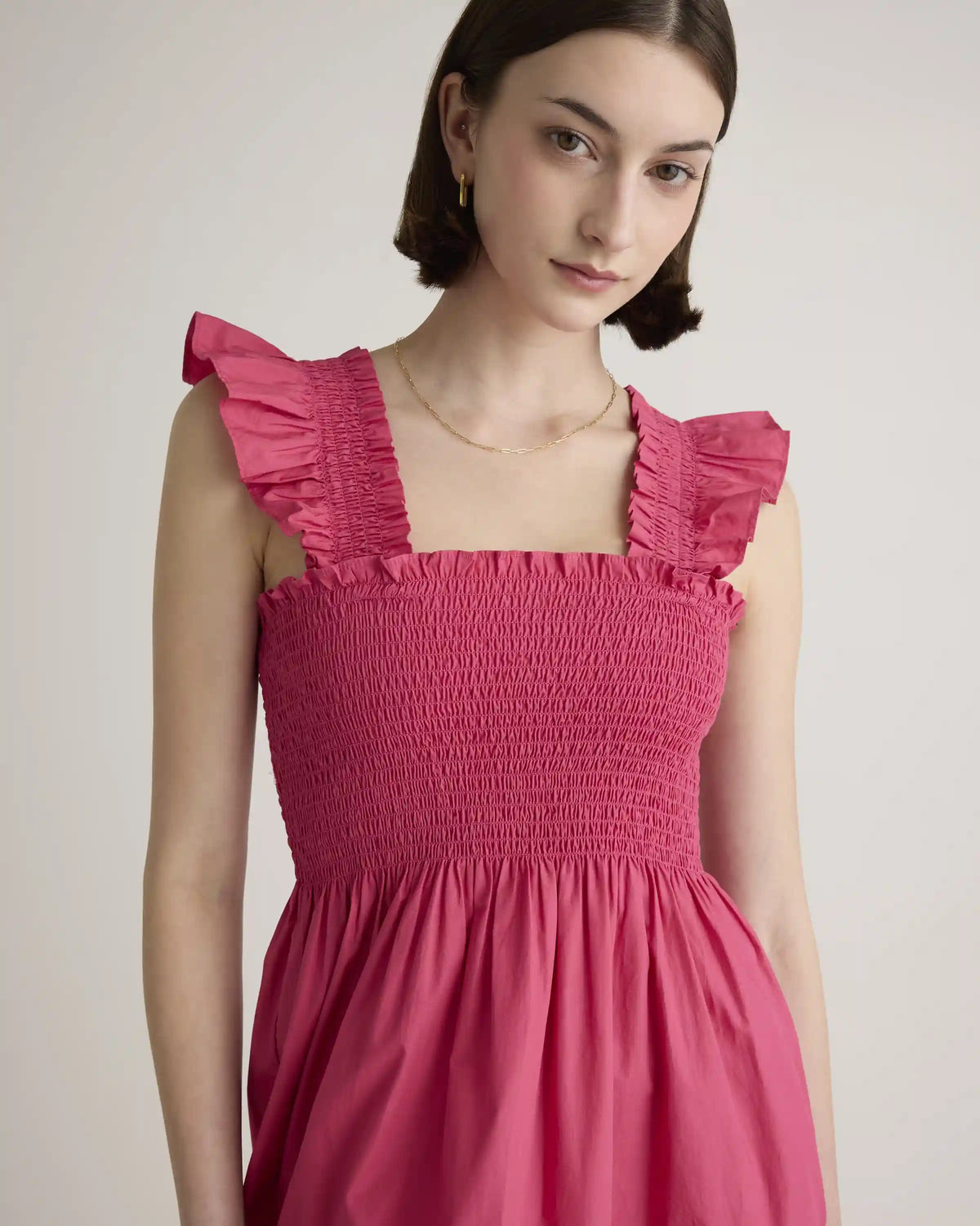100% Organic Cotton Poplin Smocked Midi Dress