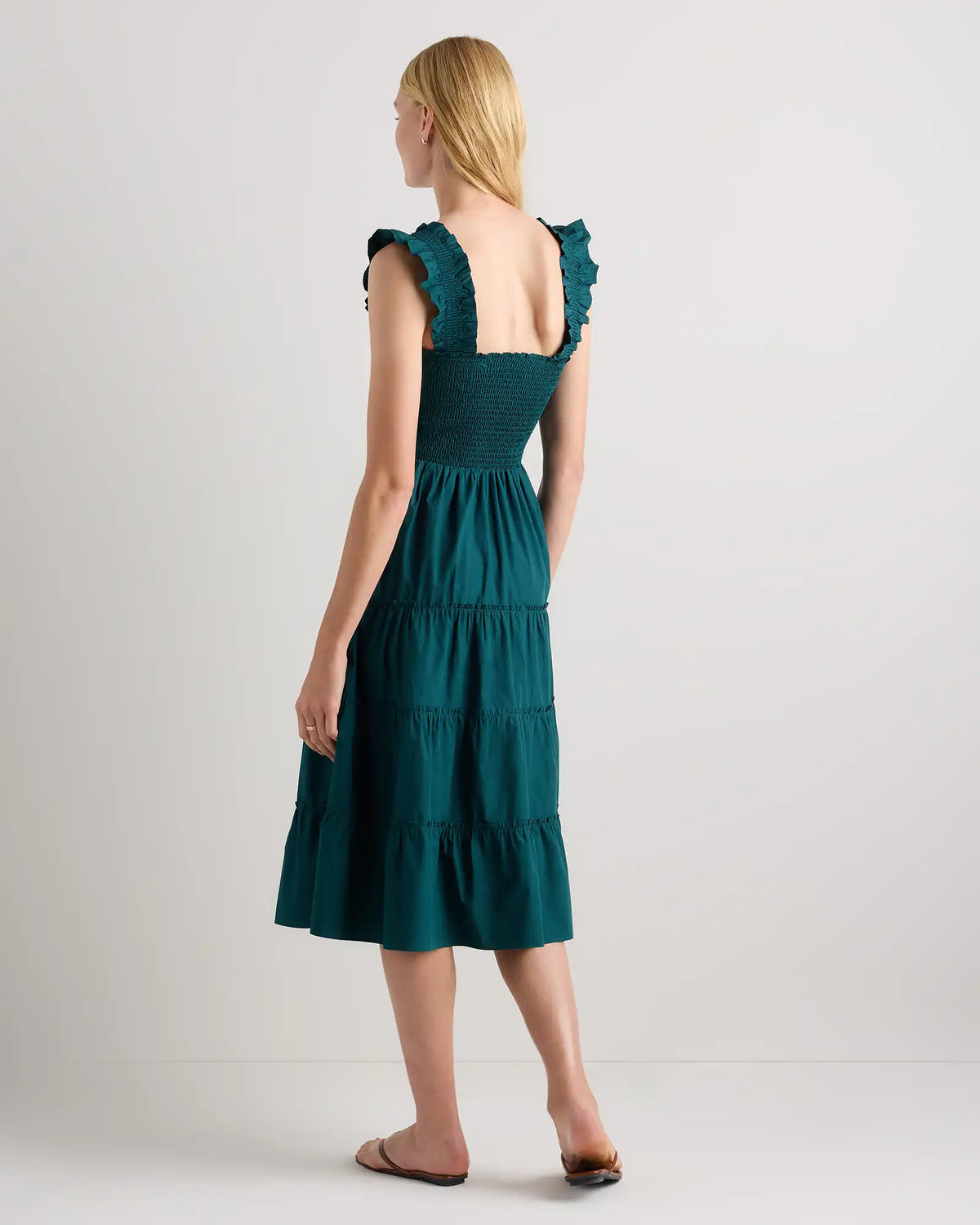 100% Organic Cotton Poplin Smocked Midi Dress