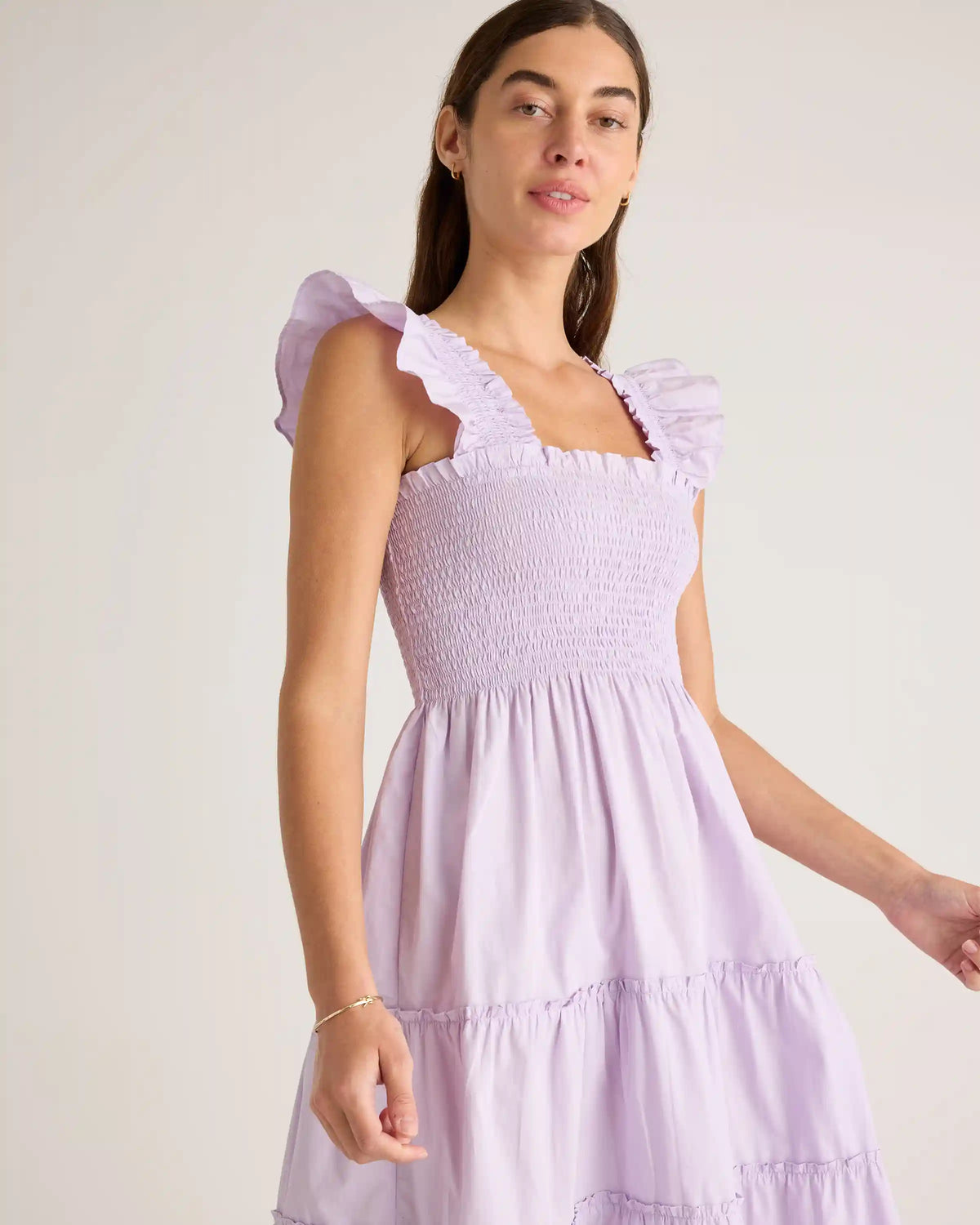 100% Organic Cotton Poplin Smocked Midi Dress