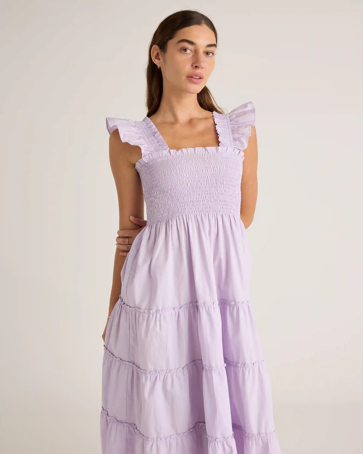 100% Organic Cotton Poplin Smocked Midi Dress
