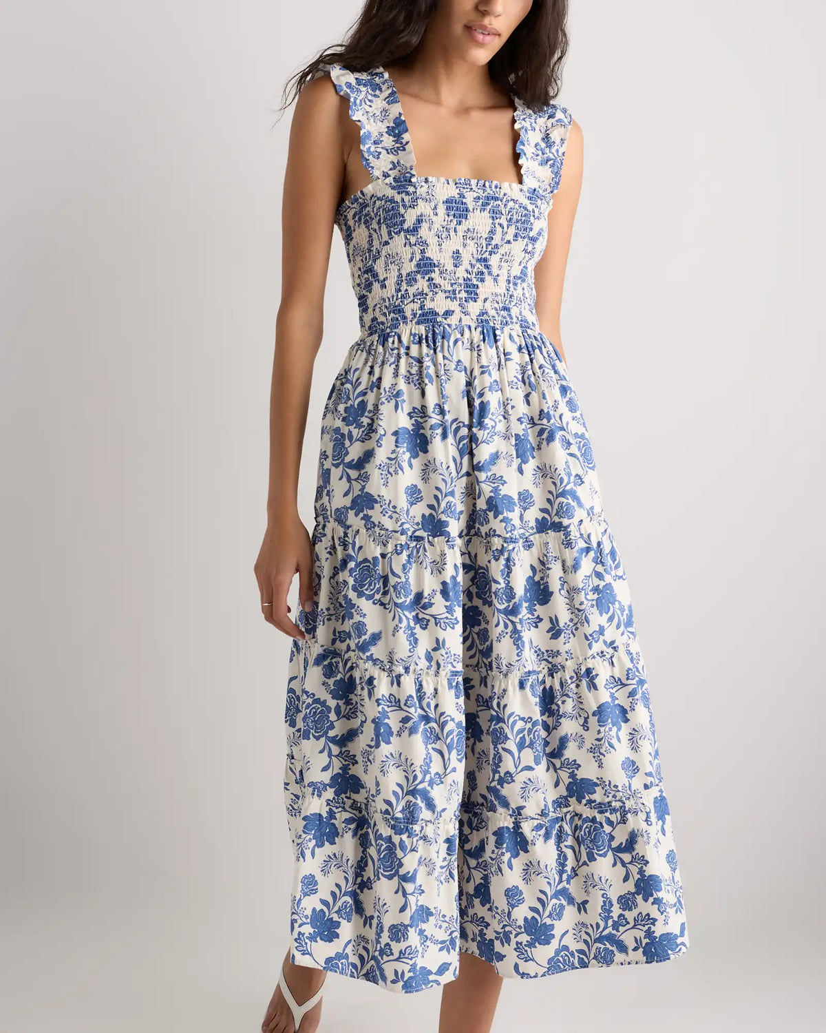 100% Organic Cotton Poplin Smocked Midi Dress