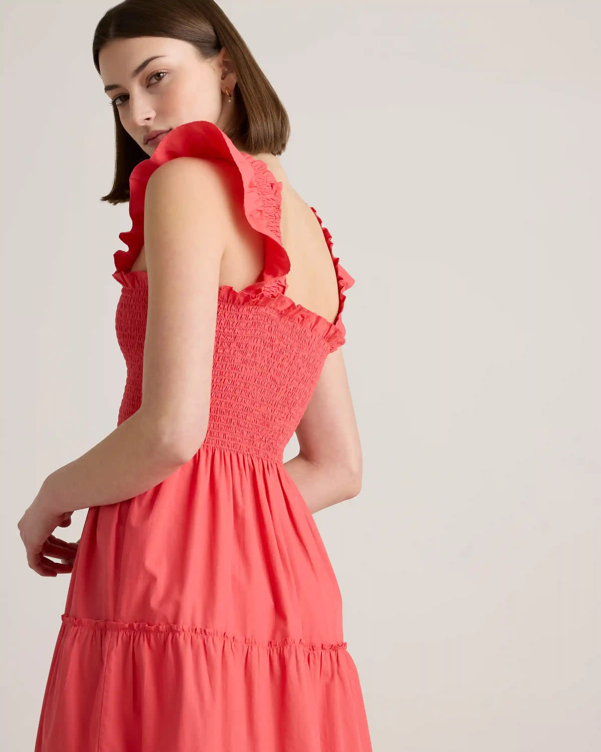 100% Organic Cotton Poplin Smocked Midi Dress