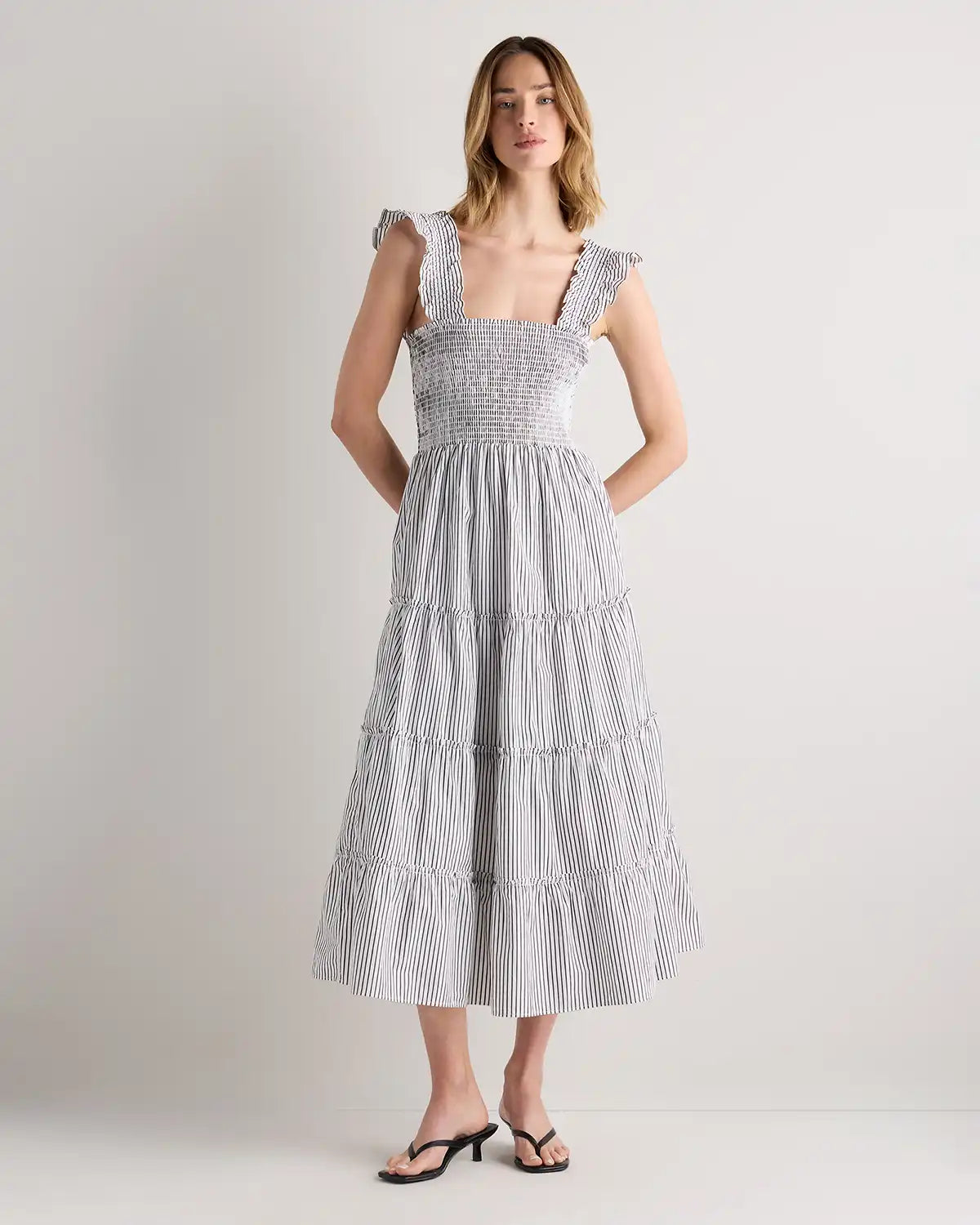 100% Organic Cotton Poplin Smocked Midi Dress