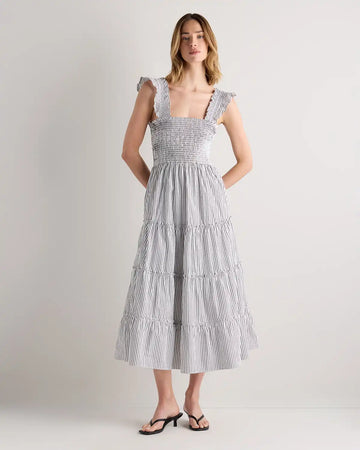100% Organic Cotton Poplin Smocked Midi Dress