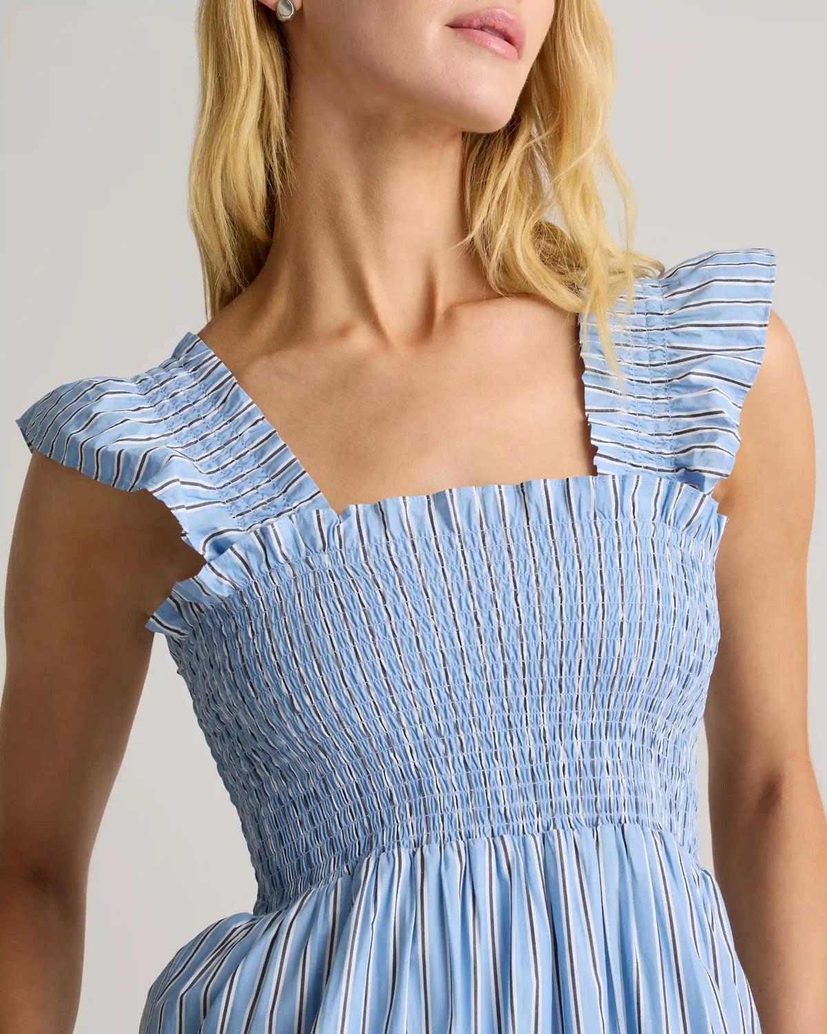 100% Organic Cotton Poplin Smocked Midi Dress