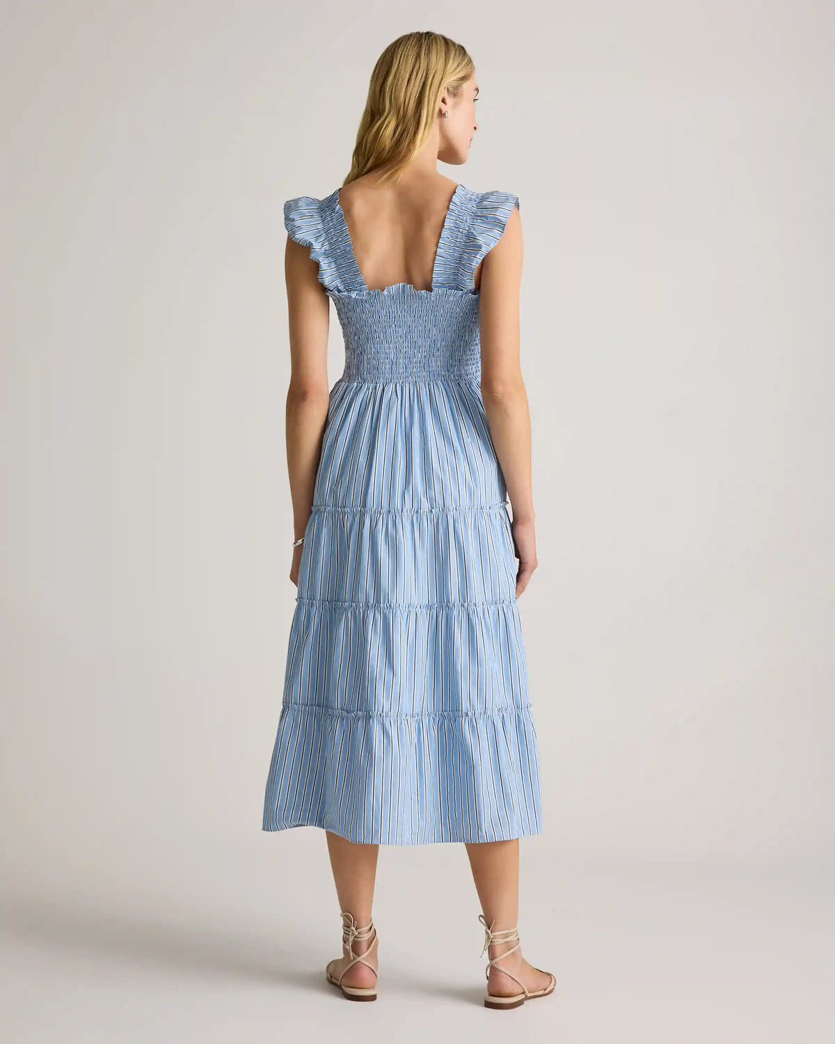 100% Organic Cotton Poplin Smocked Midi Dress