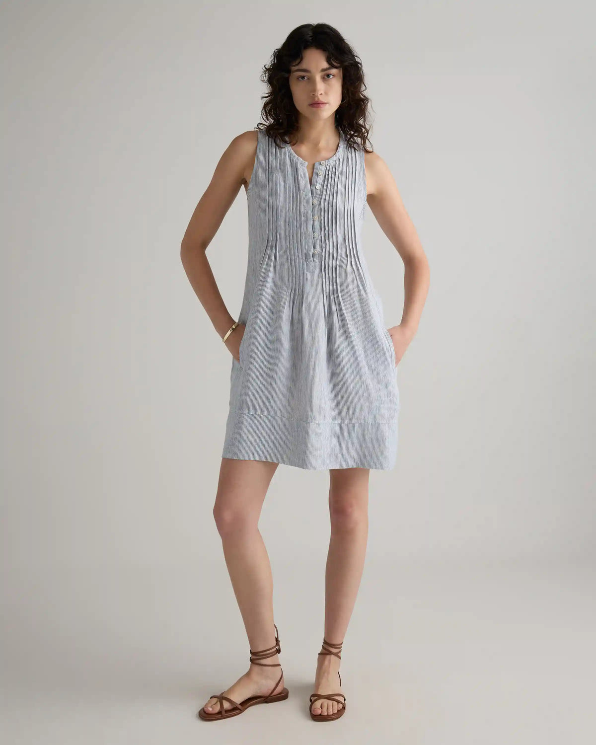 100% European Linen Sleeveless Swing Dress