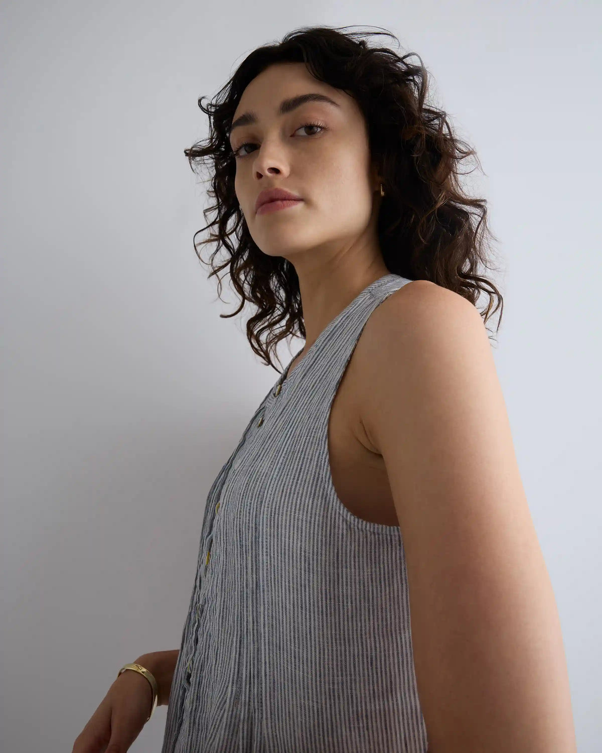 100% European Linen Sleeveless Swing Dress