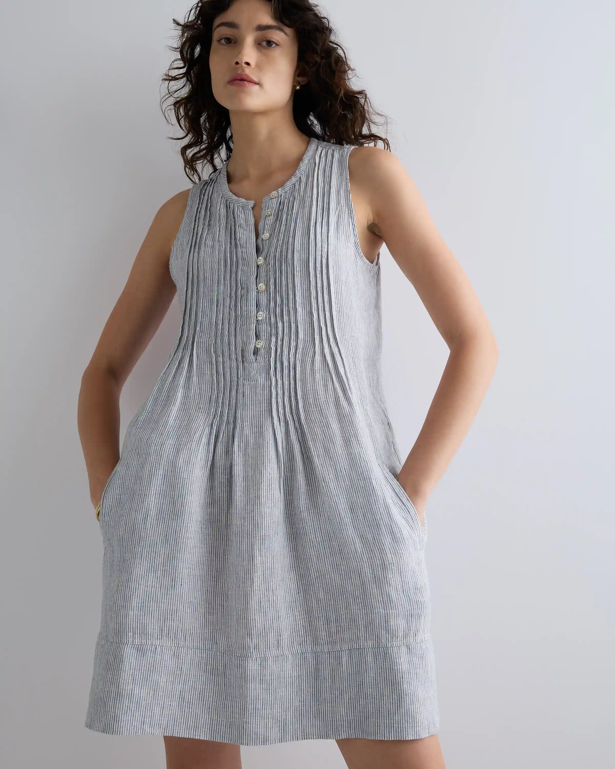 100% European Linen Sleeveless Swing Dress