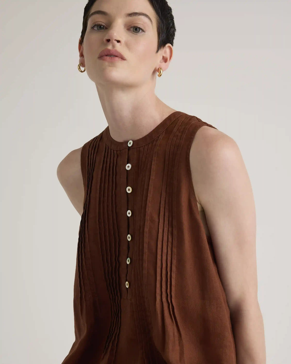 100% European Linen Sleeveless Swing Dress