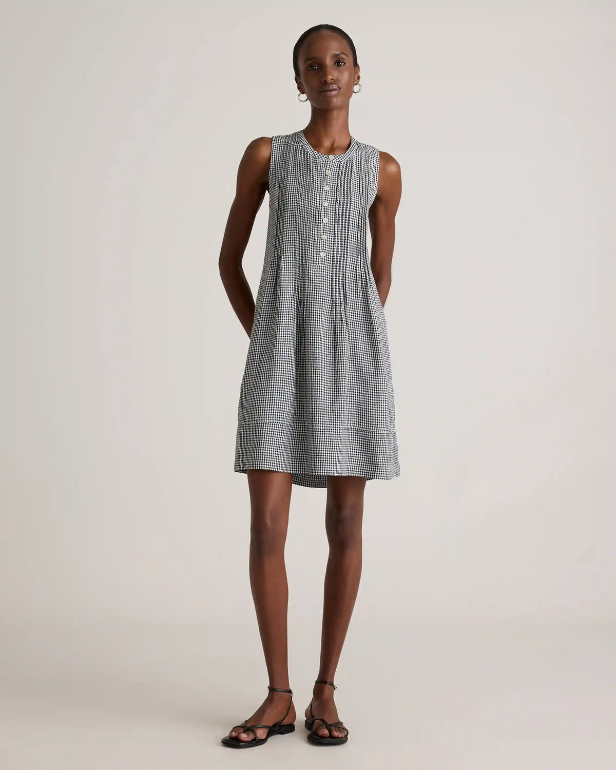 100% European Linen Sleeveless Swing Dress
