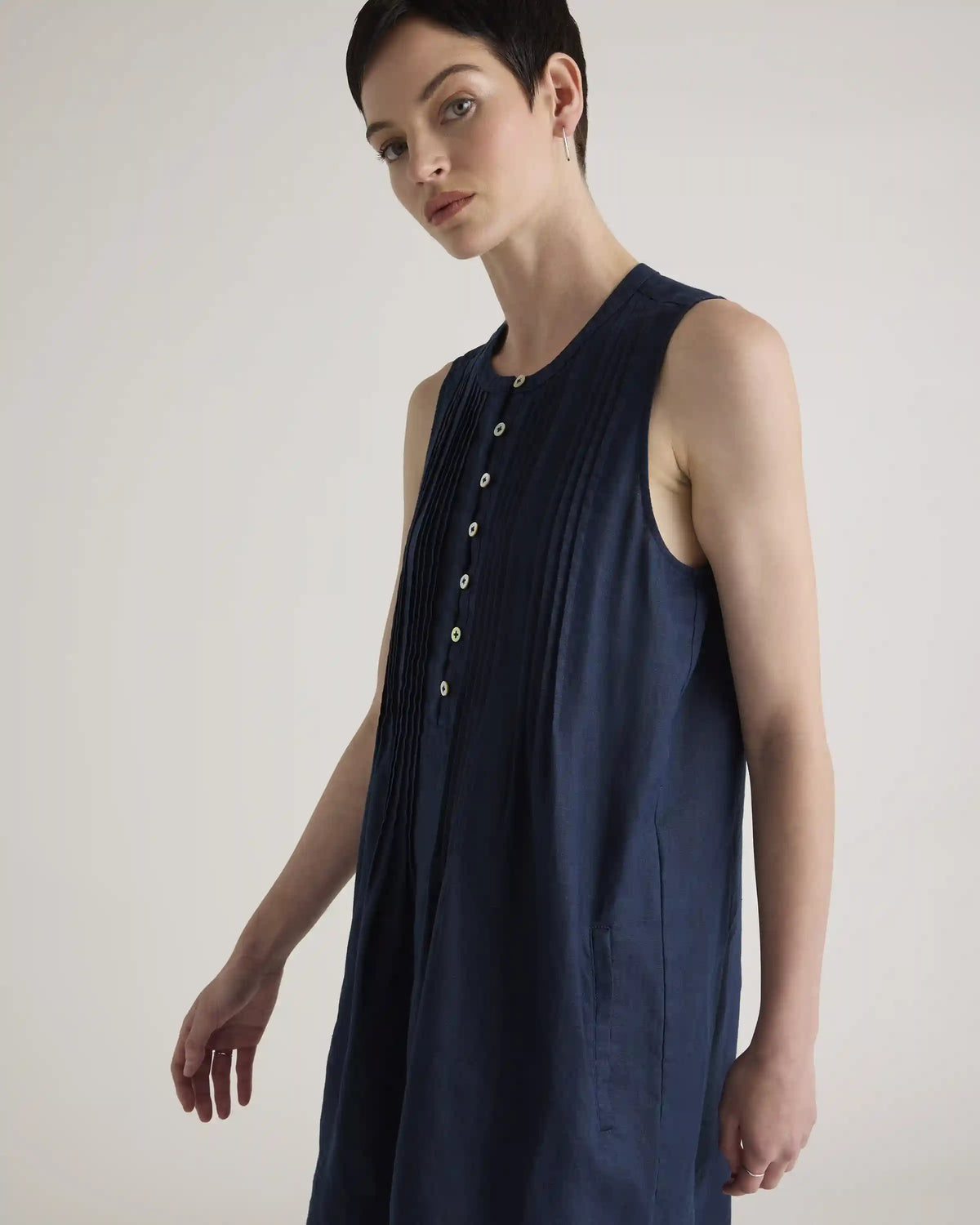 100% European Linen Sleeveless Swing Dress
