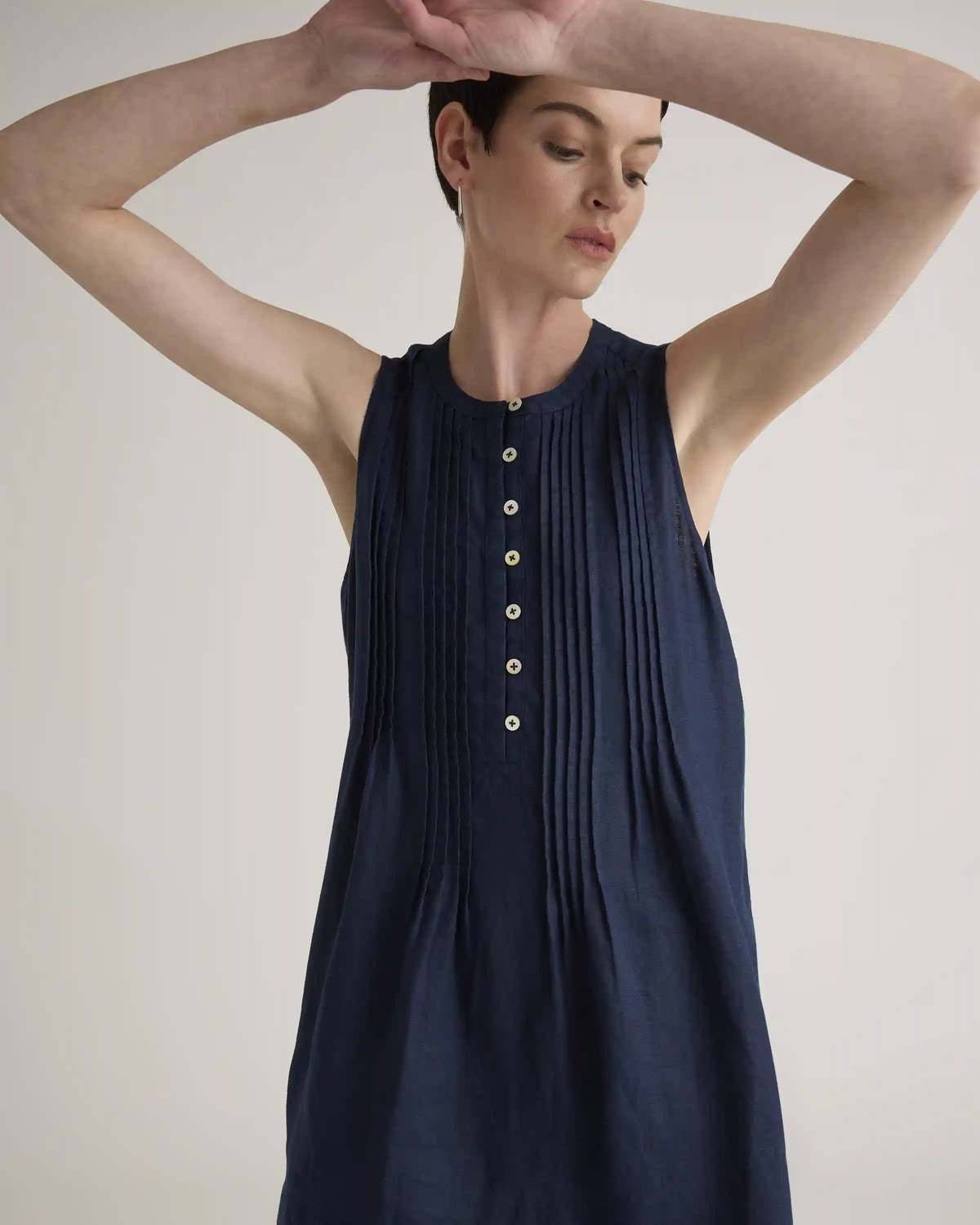 100% European Linen Sleeveless Swing Dress