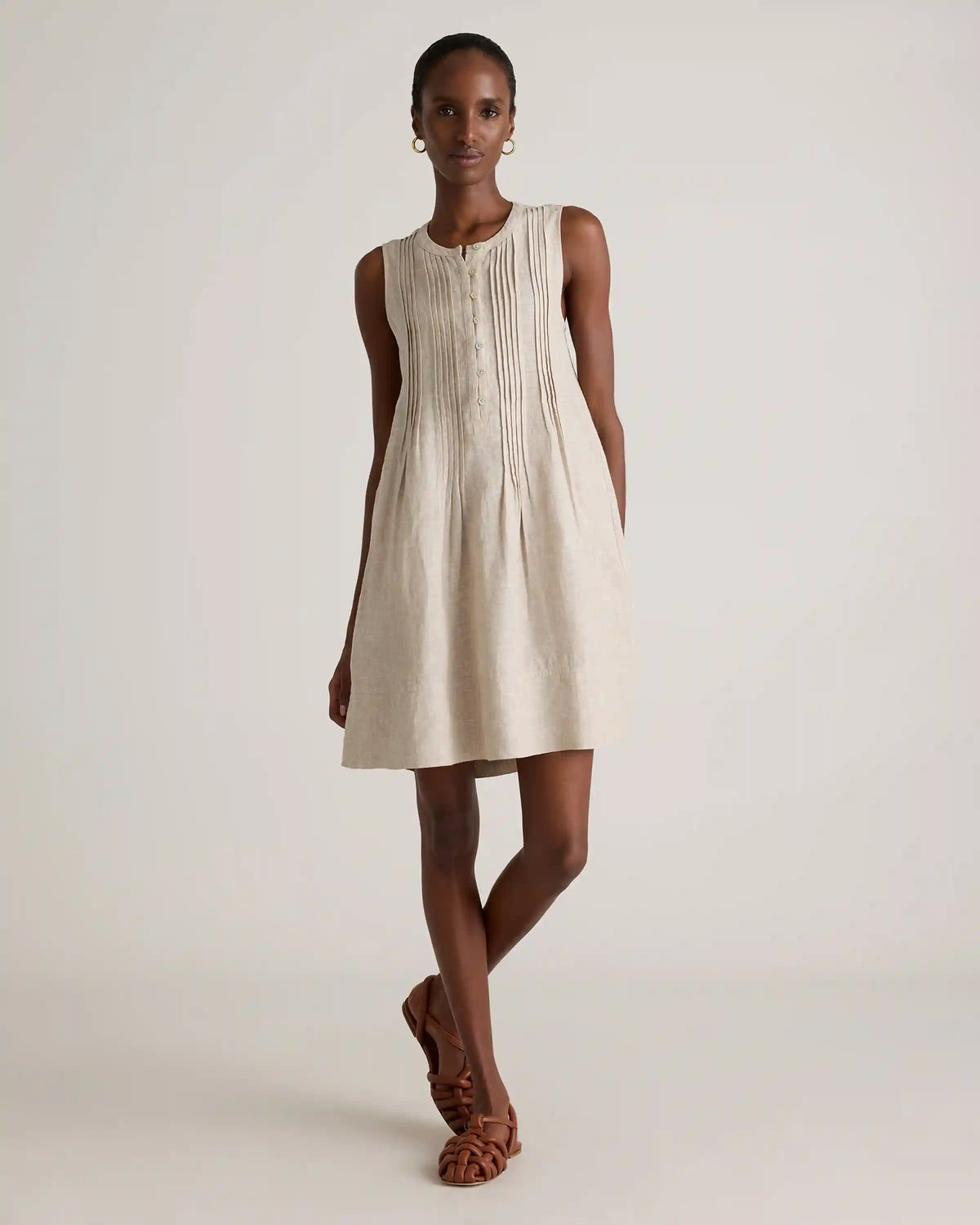 100% European Linen Sleeveless Swing Dress
