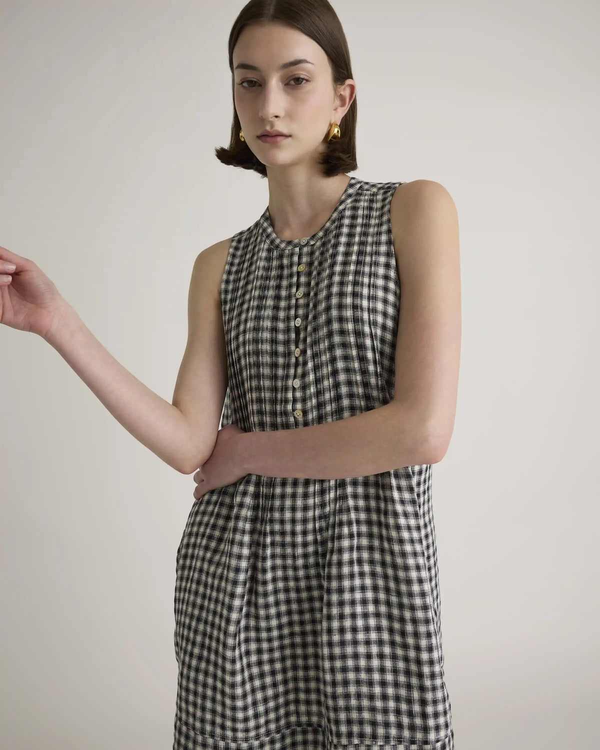 100% European Linen Sleeveless Swing Dress