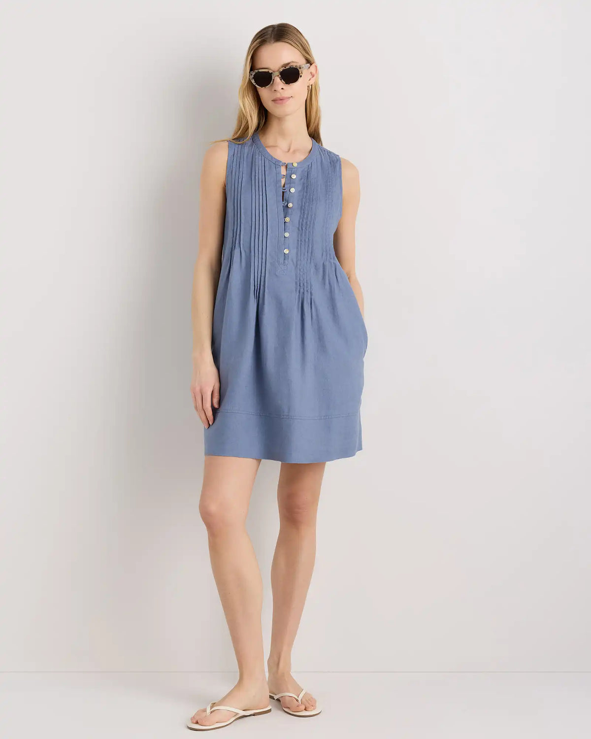 100% European Linen Sleeveless Swing Dress
