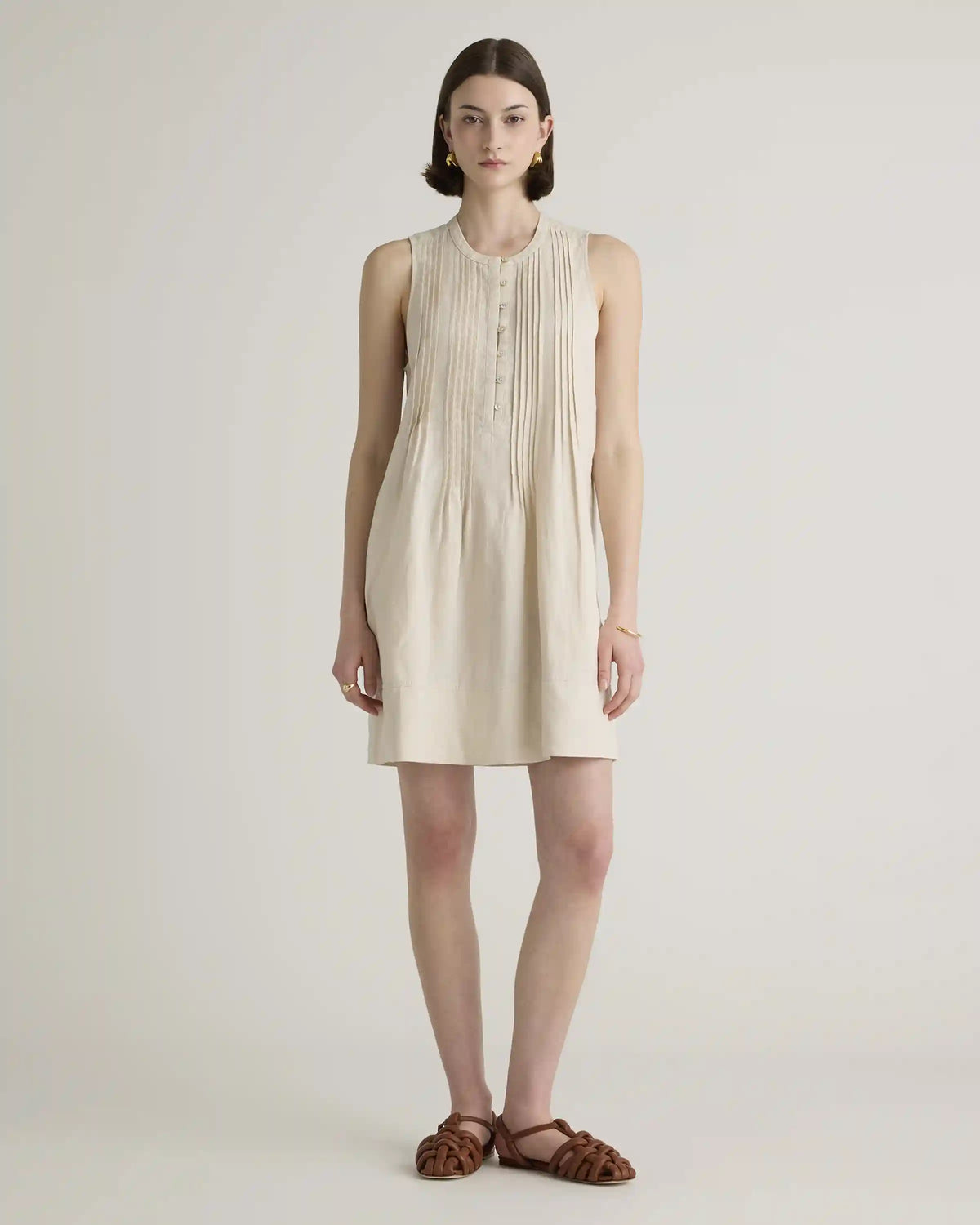 100% European Linen Sleeveless Swing Dress