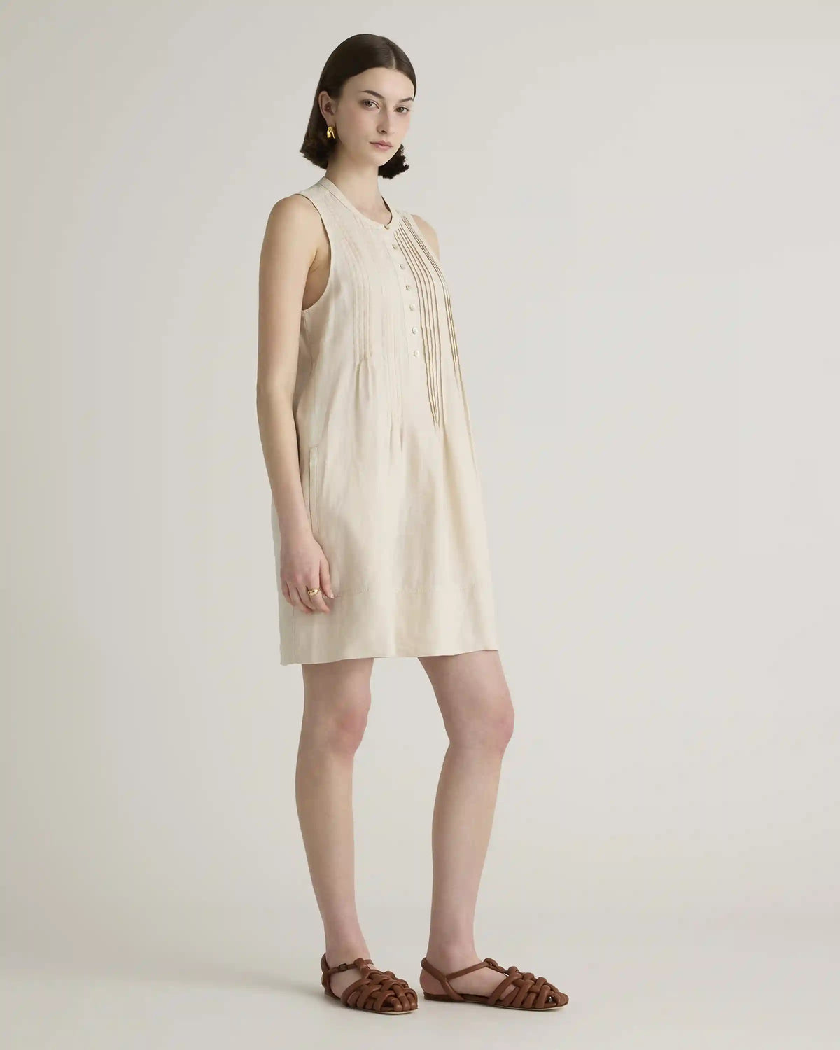 100% European Linen Sleeveless Swing Dress