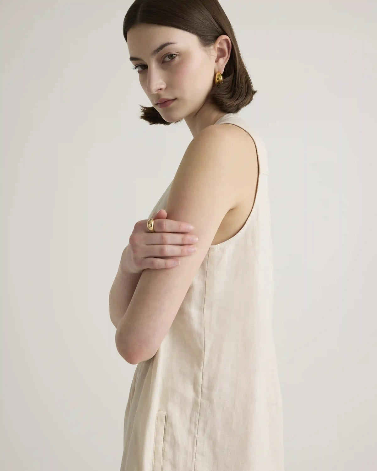 100% European Linen Sleeveless Swing Dress
