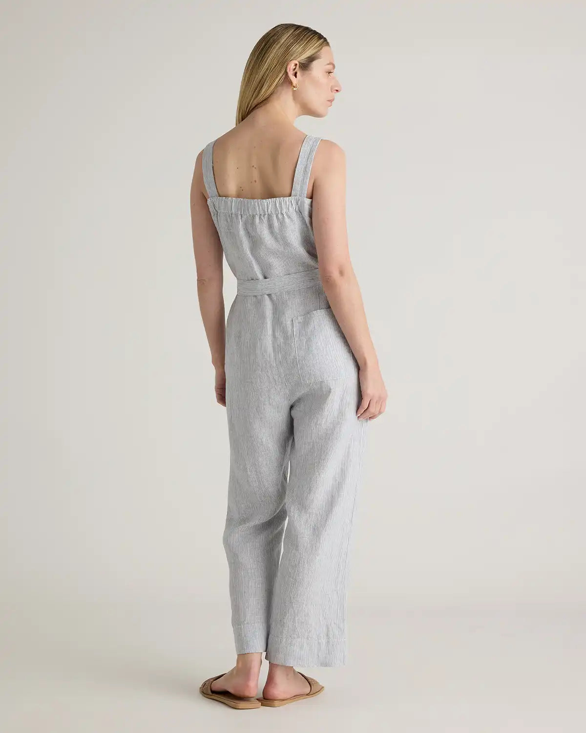 100% European Linen Square Neck Jumpsuit