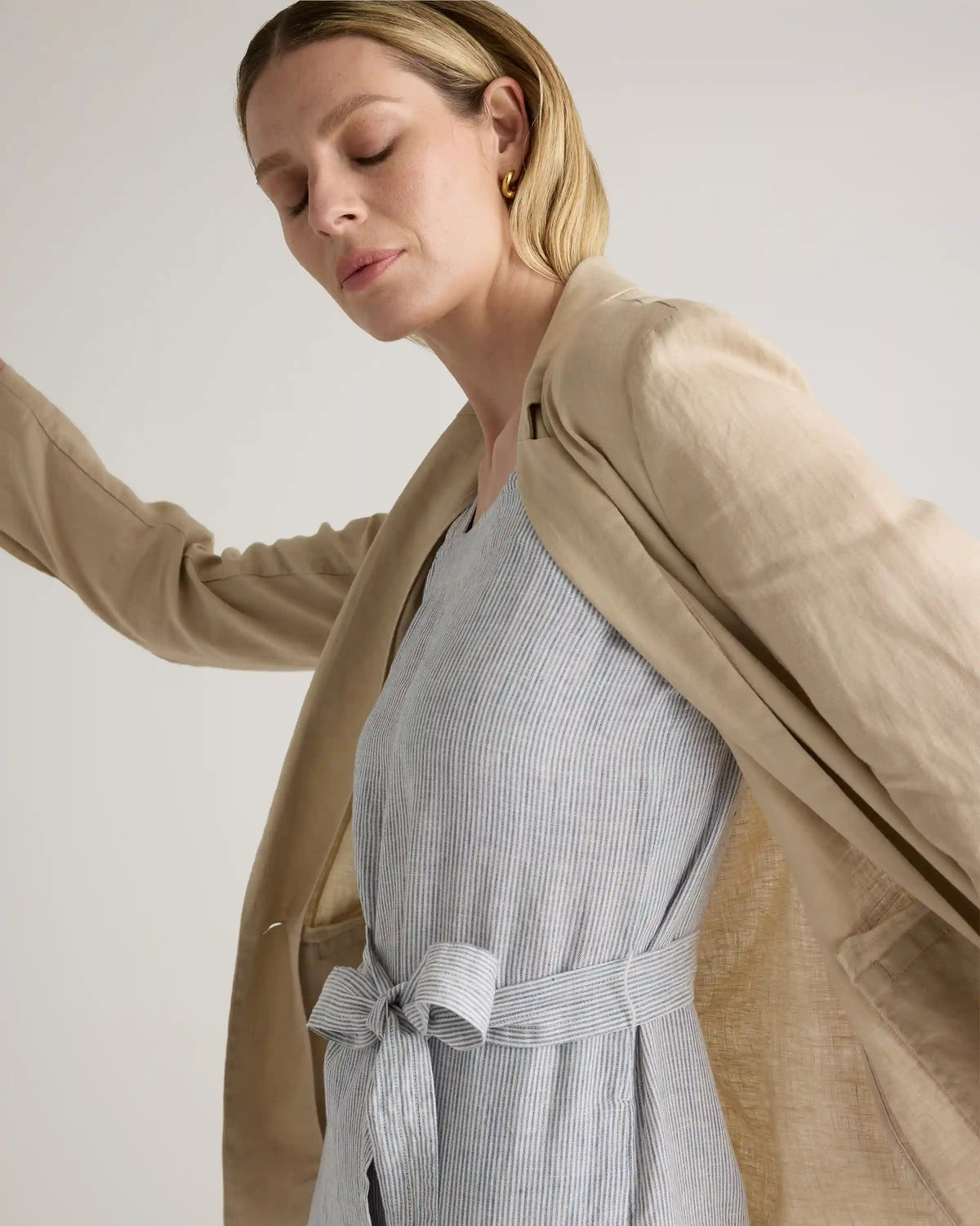 100% European Linen Square Neck Jumpsuit