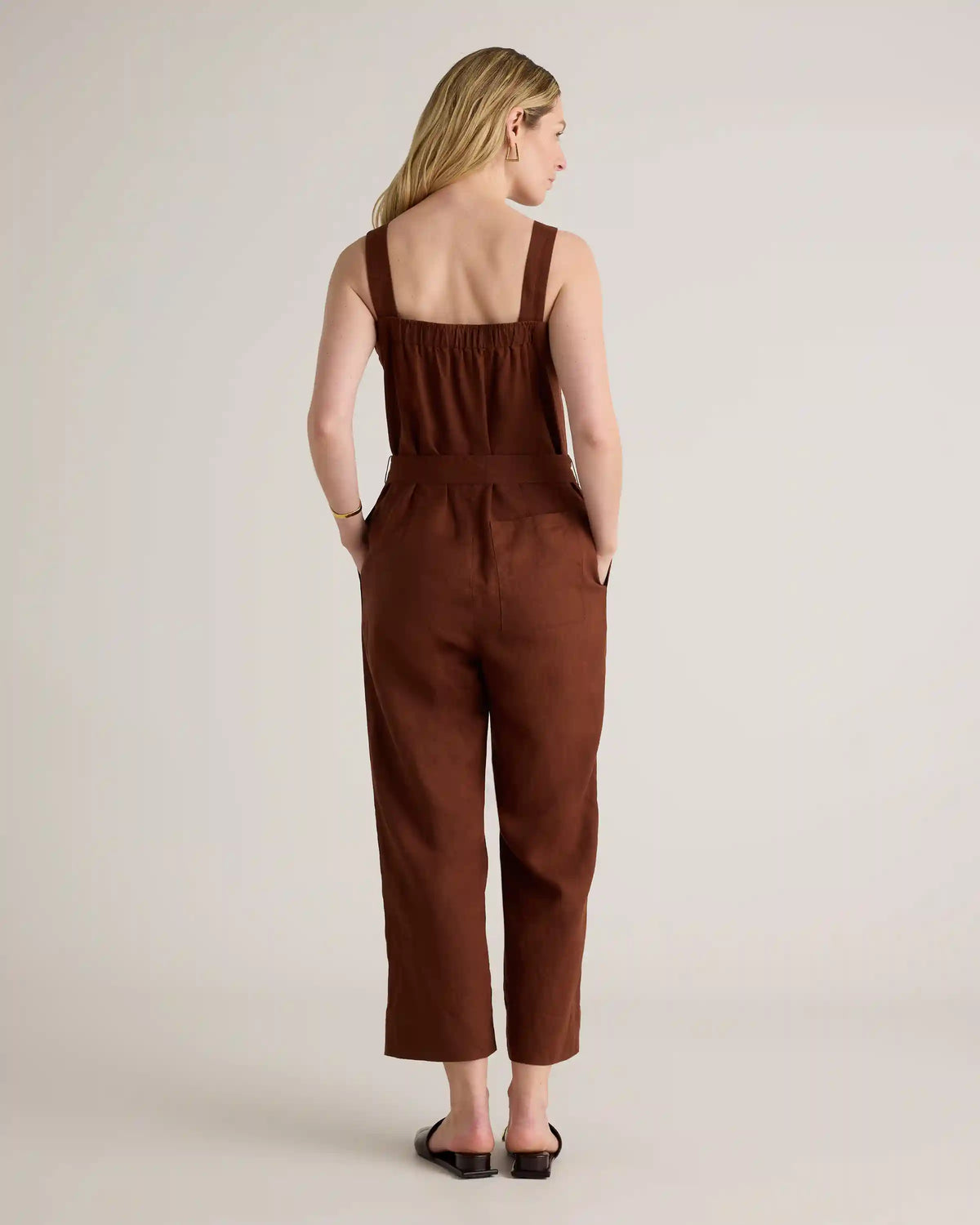 100% European Linen Square Neck Jumpsuit