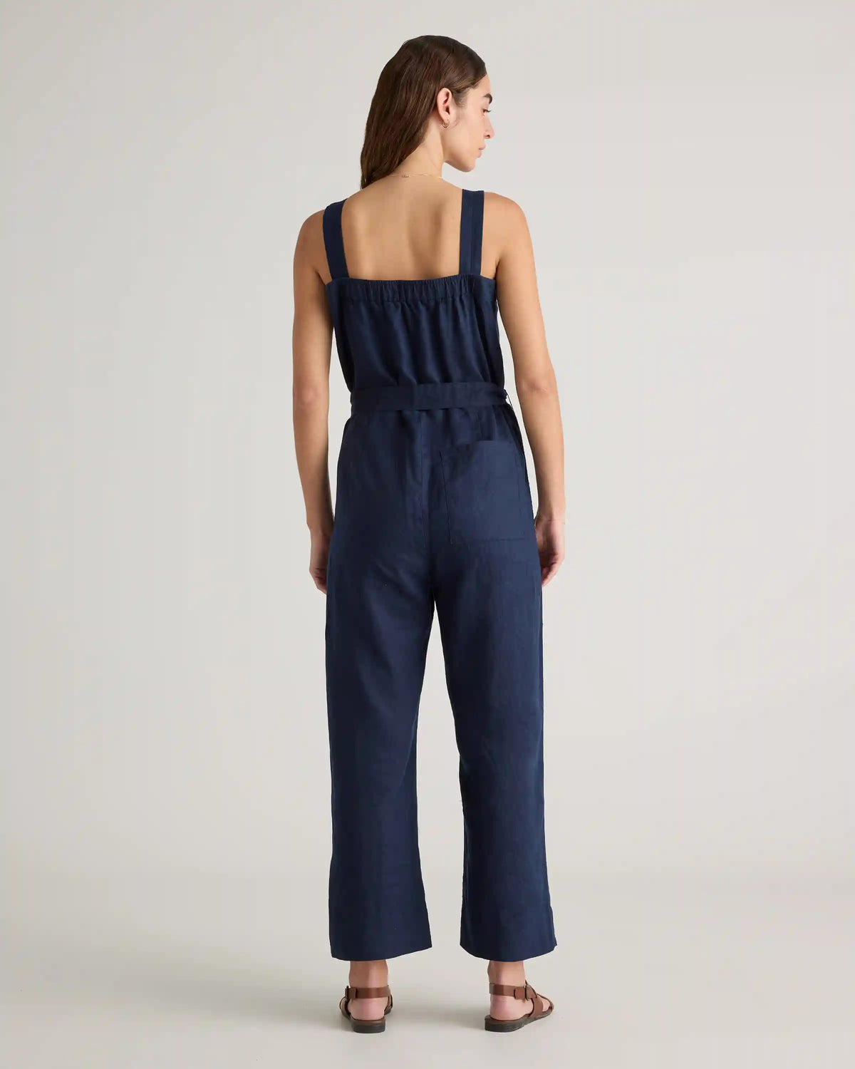 100% European Linen Square Neck Jumpsuit
