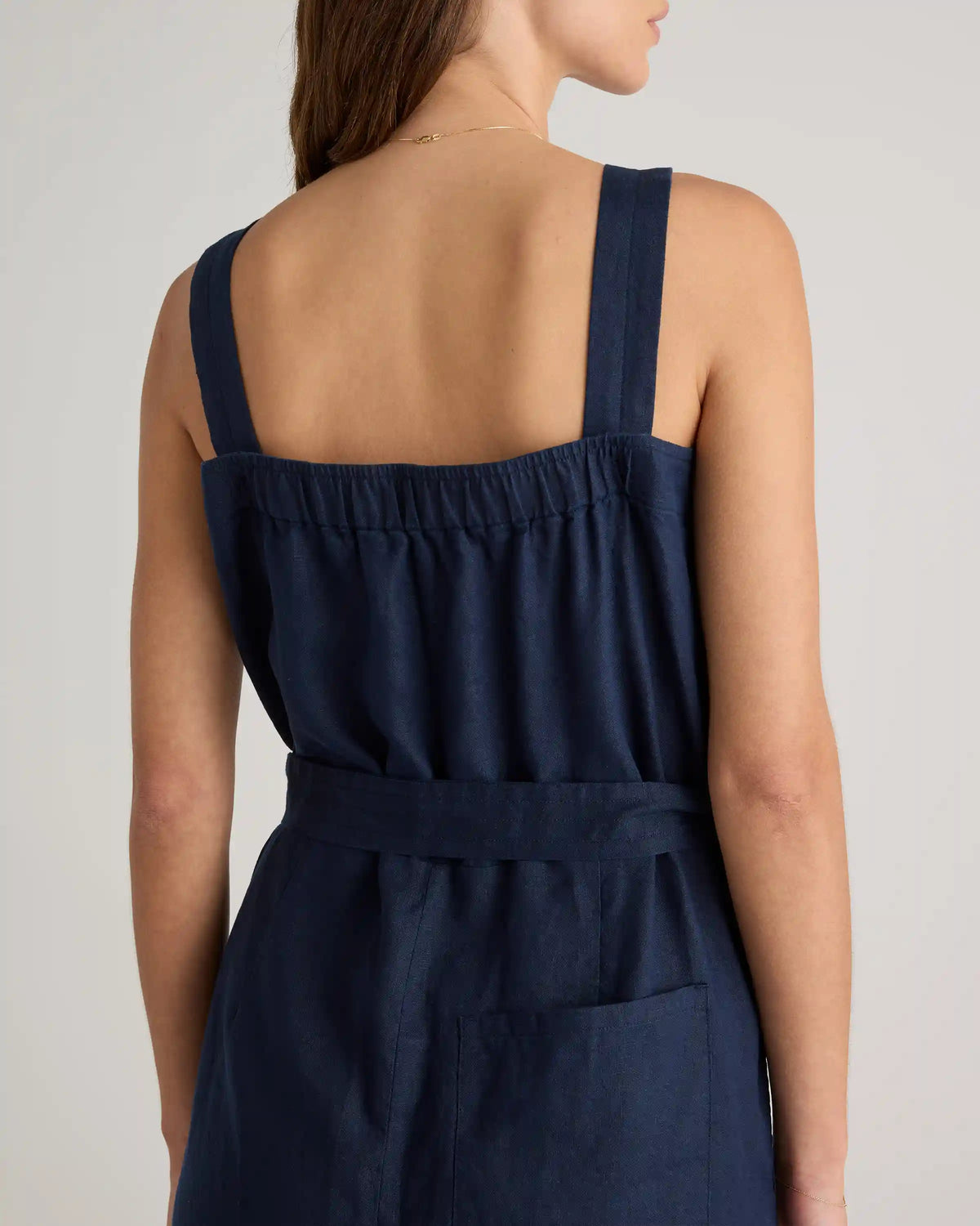 100% European Linen Square Neck Jumpsuit