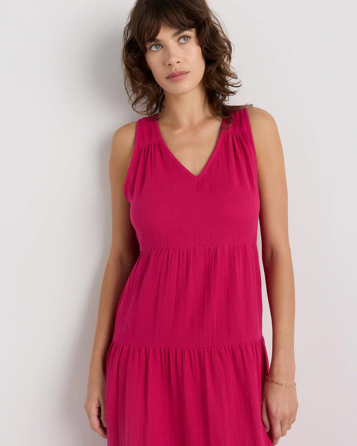 100% Organic Cotton Gauze Tiered Maxi Dress