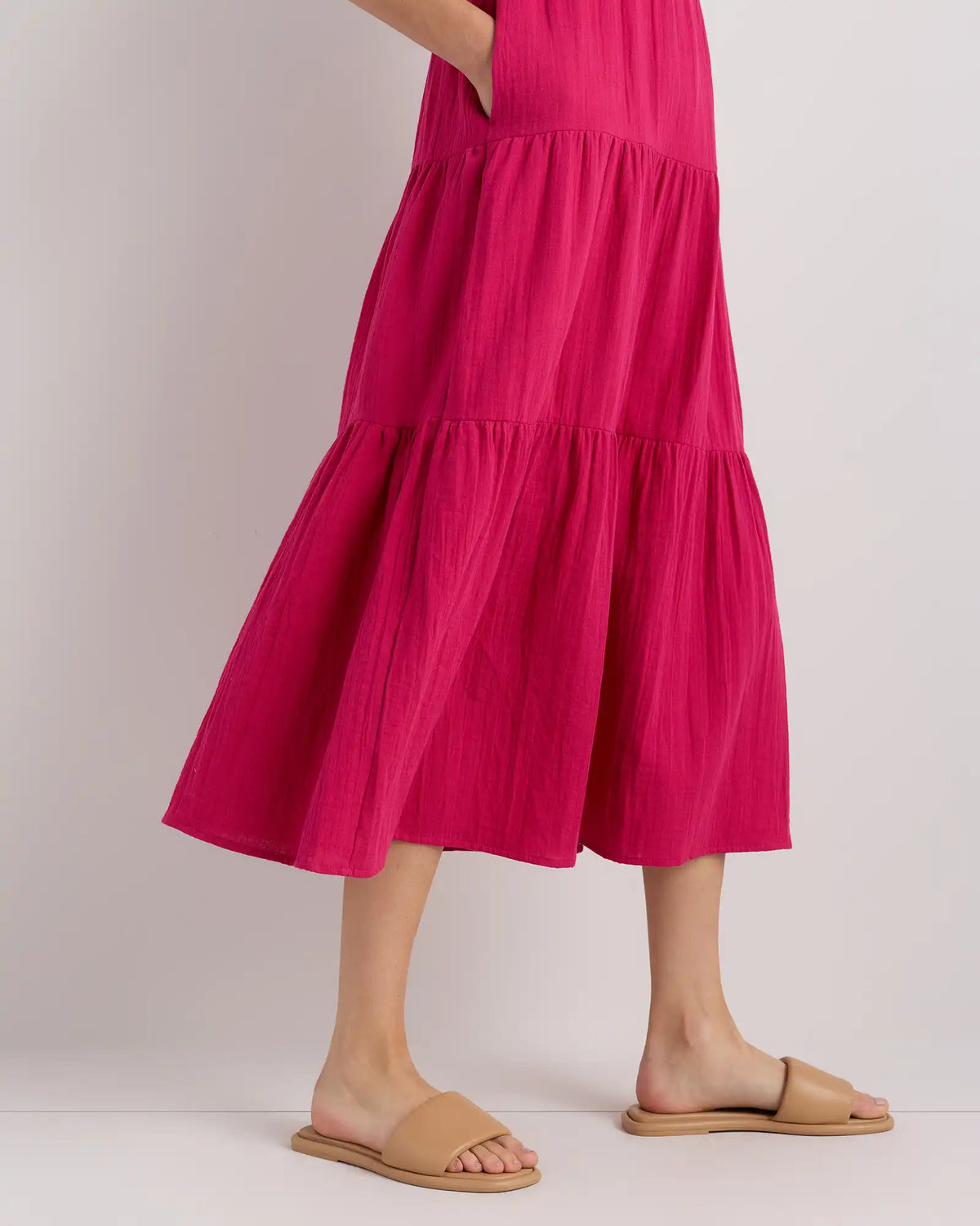 100% Organic Cotton Gauze Tiered Maxi Dress